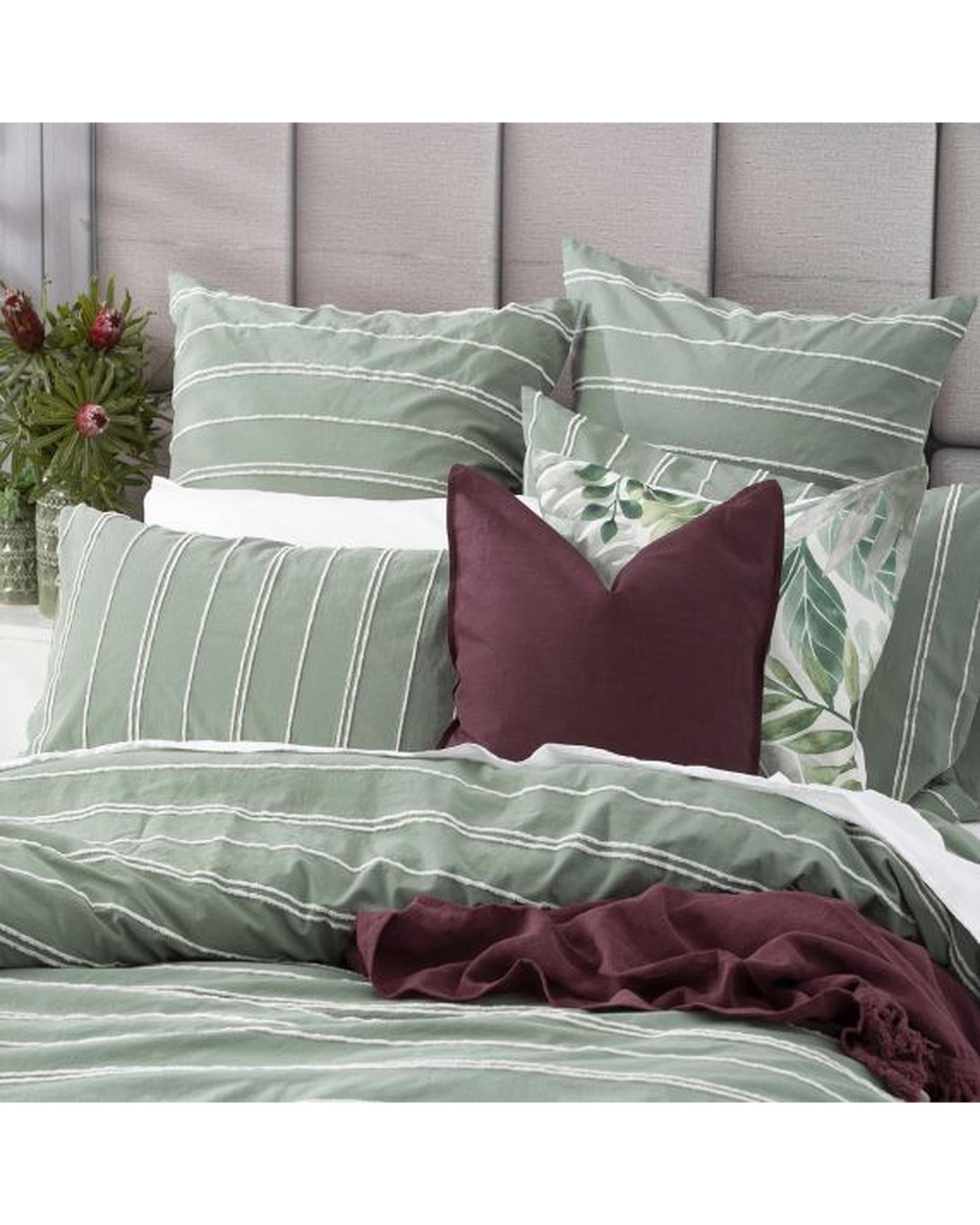 Renee Taylor Hudson Vintage Washed Cotton Chenille Quilt Cover Set - Sage Renee Taylor