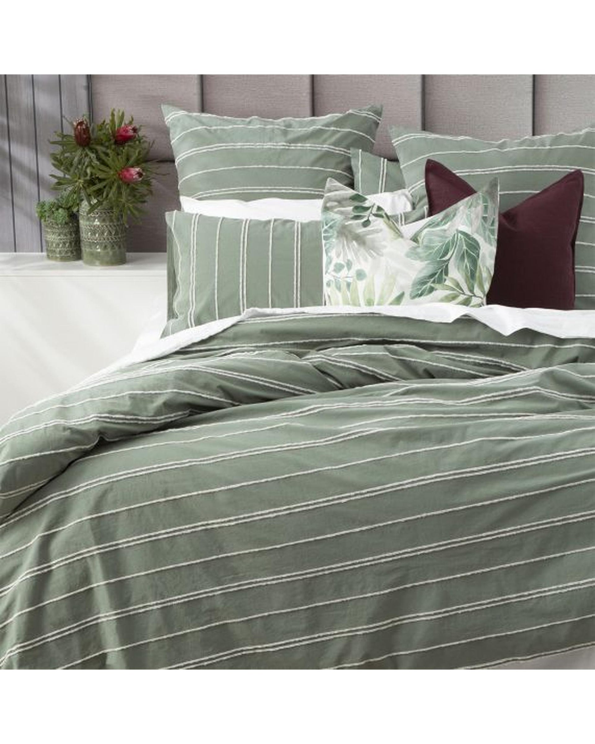 Renee Taylor Hudson Vintage Washed Cotton Chenille Quilt Cover Set - Sage Renee Taylor
