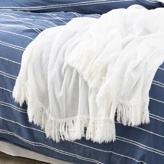 Renee Taylor Hudson Vintage Washed Cotton Chenille Quilt Cover Set - Blue Renee Taylor