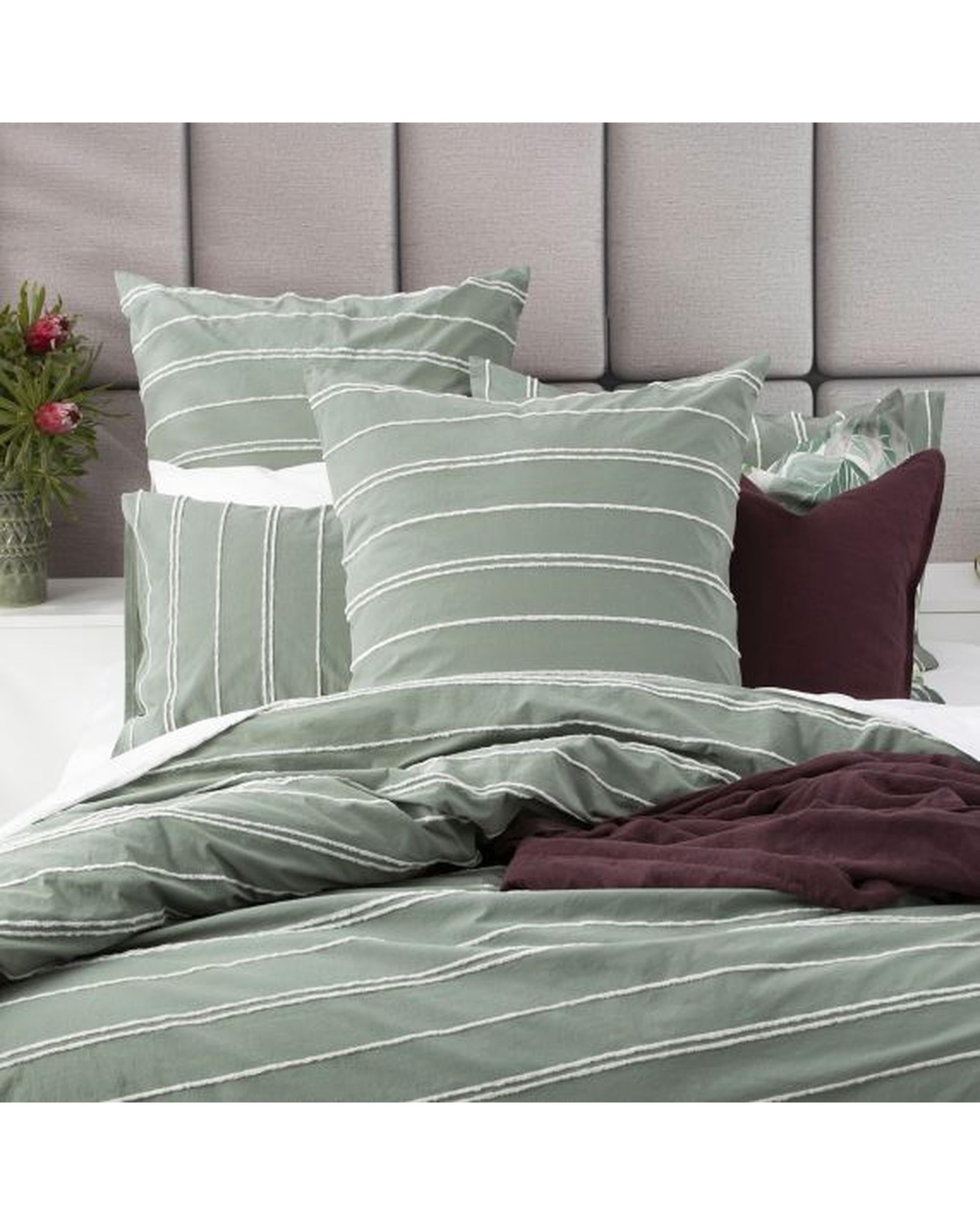 Renee Taylor Hudson Vintage Washed Cotton Chenille Quilt Cover Set - Sage Renee Taylor