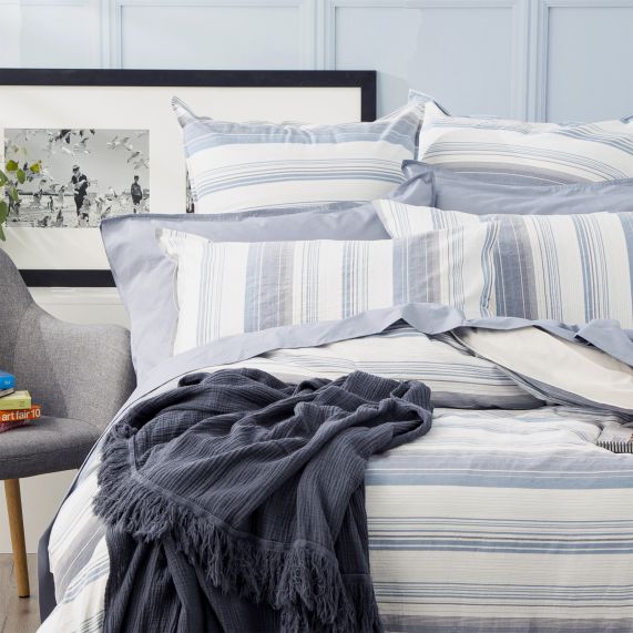 Renee Taylor Yarn Dyed Vintage Washed Cotton Quilt Cover Set - Derby Renee Taylor