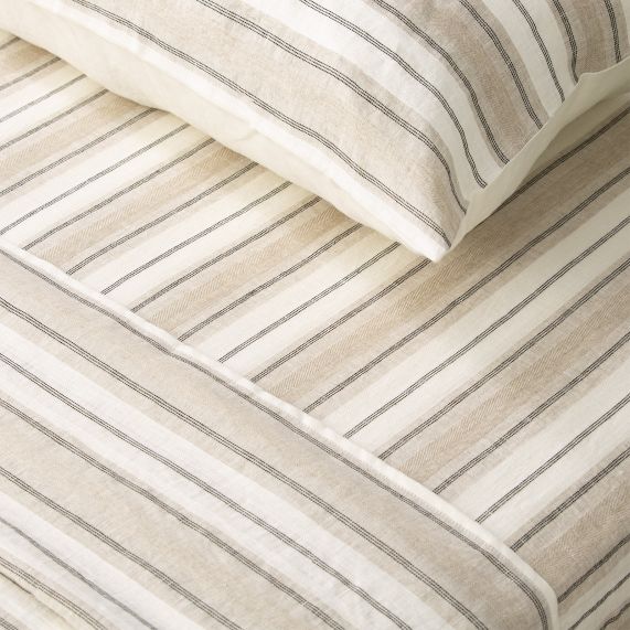 Renee Taylor Yarn Dyed 100 % French Linen Sheet Set - Bardot Renee Taylor