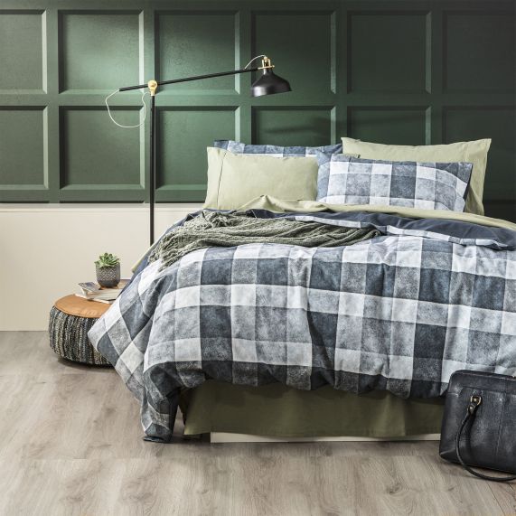 Park Avenue 175 GSM Egyptian Cotton Flannelette Quilt Cover Set  - Checkered Park Avenue