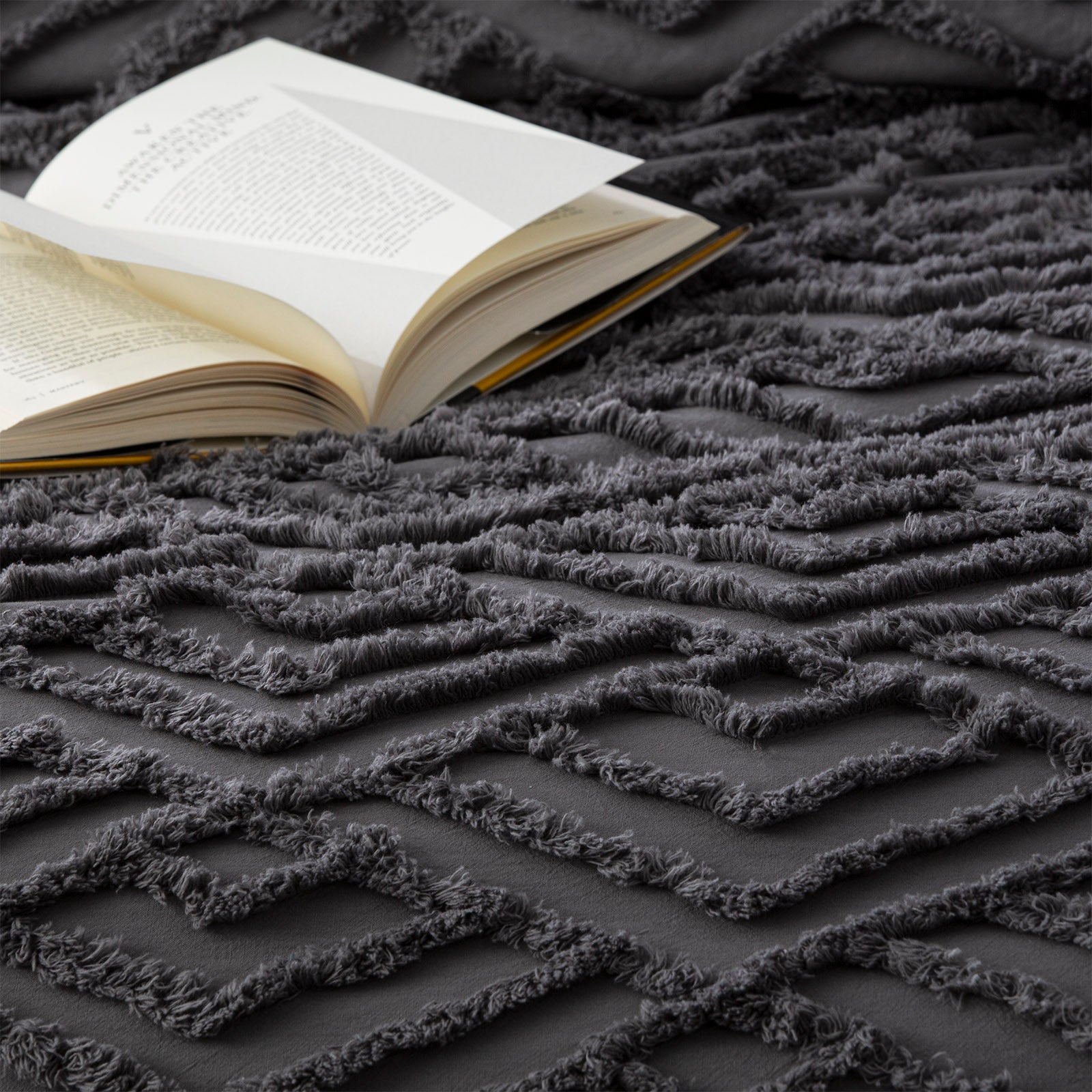 Revive Living Chevvy 100% Cotton Chenille Vintage Washed Tufted Quilt Cover Set - Slate Revive Living