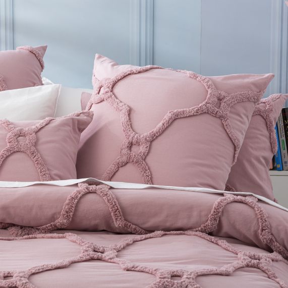 Renee Taylor Moroccan Cotton Chenille Vintage Washed Tufted Quilt Cover Sets - Blush Renee Taylor