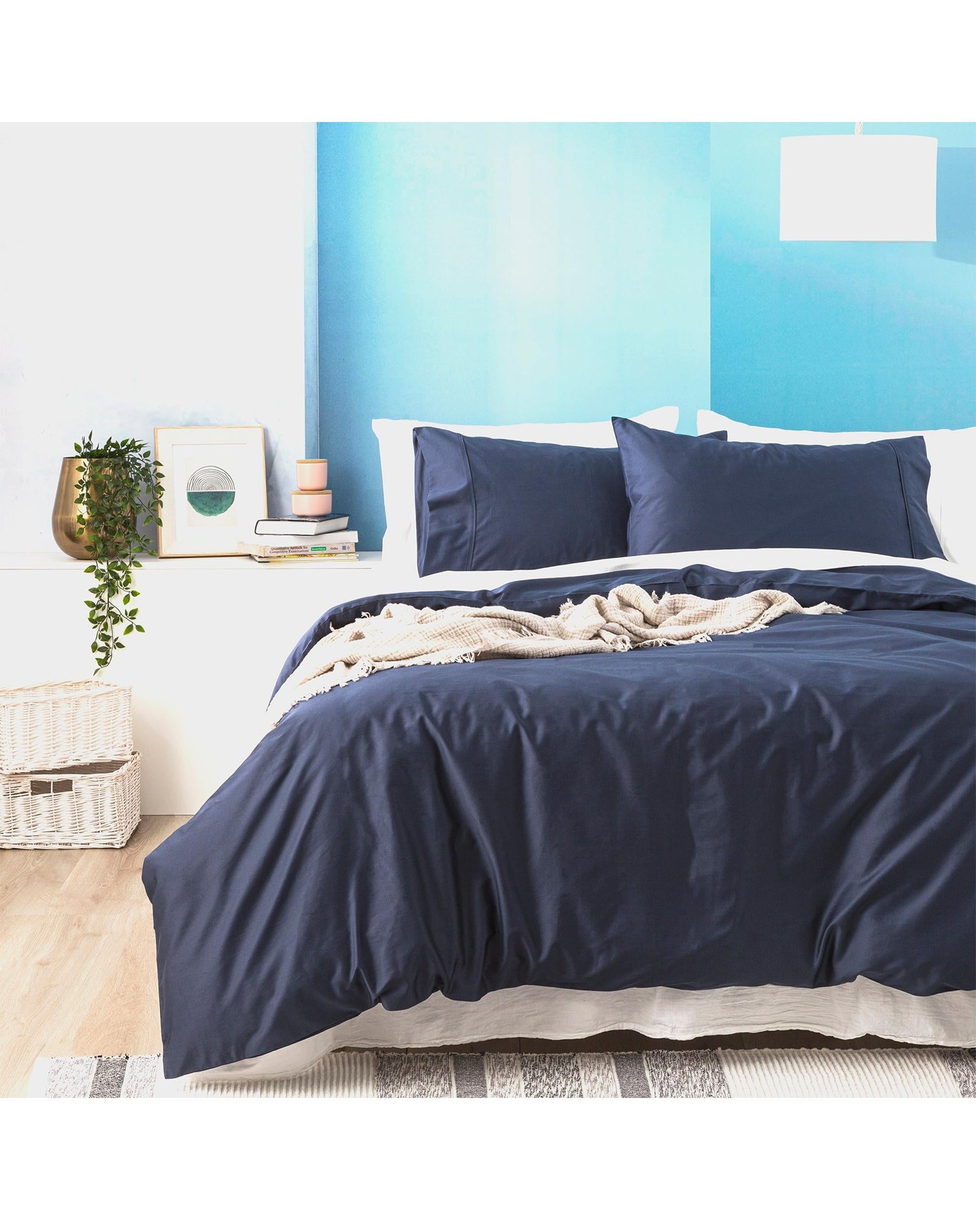 Park Avenue 500 Thread count Natural Bamboo Cotton Quilt Cover Set - Indigo Park Avenue