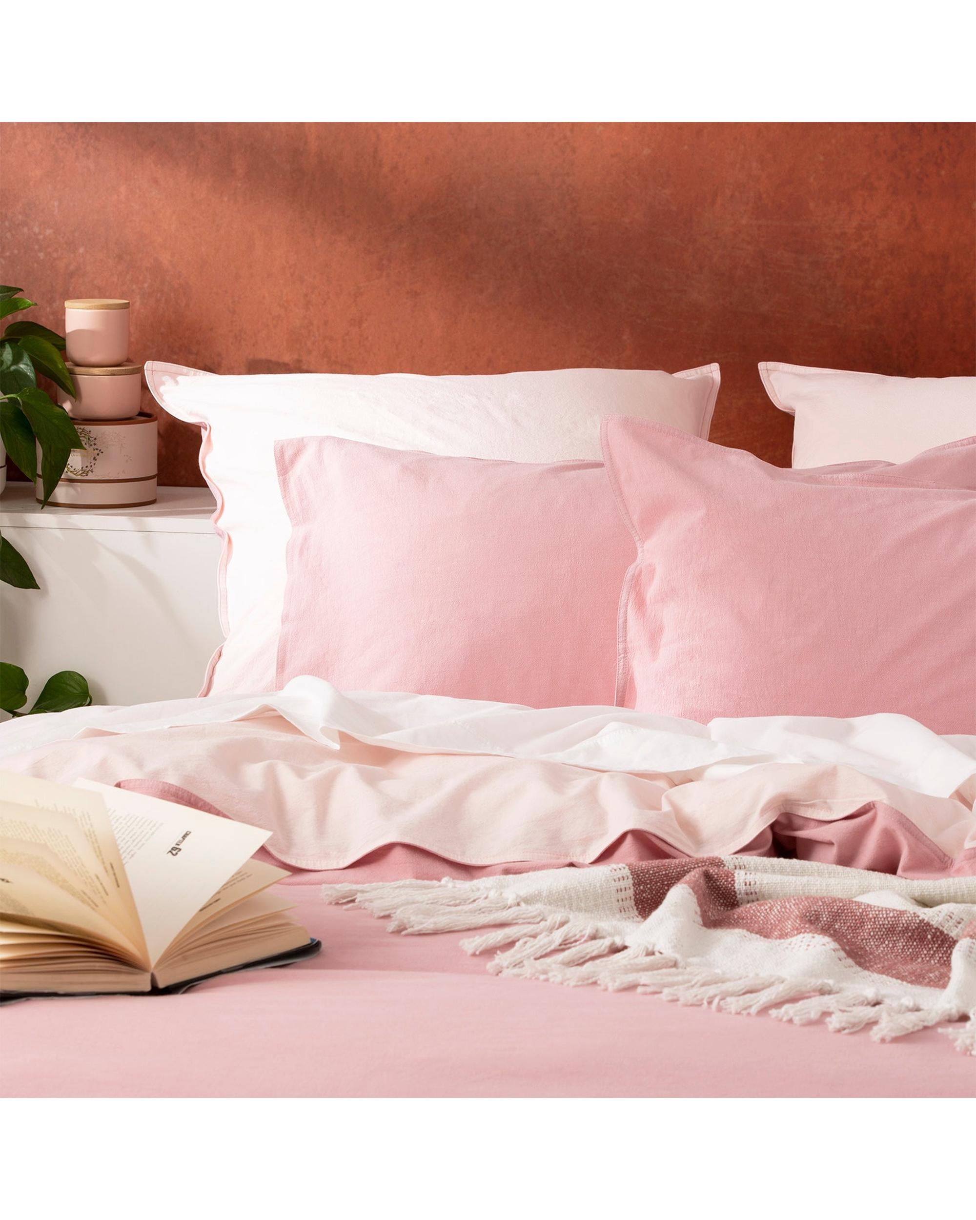 Renee Taylor Essentials Vintage stone washed reversible Quilt Cover Set - Rose Renee Taylor