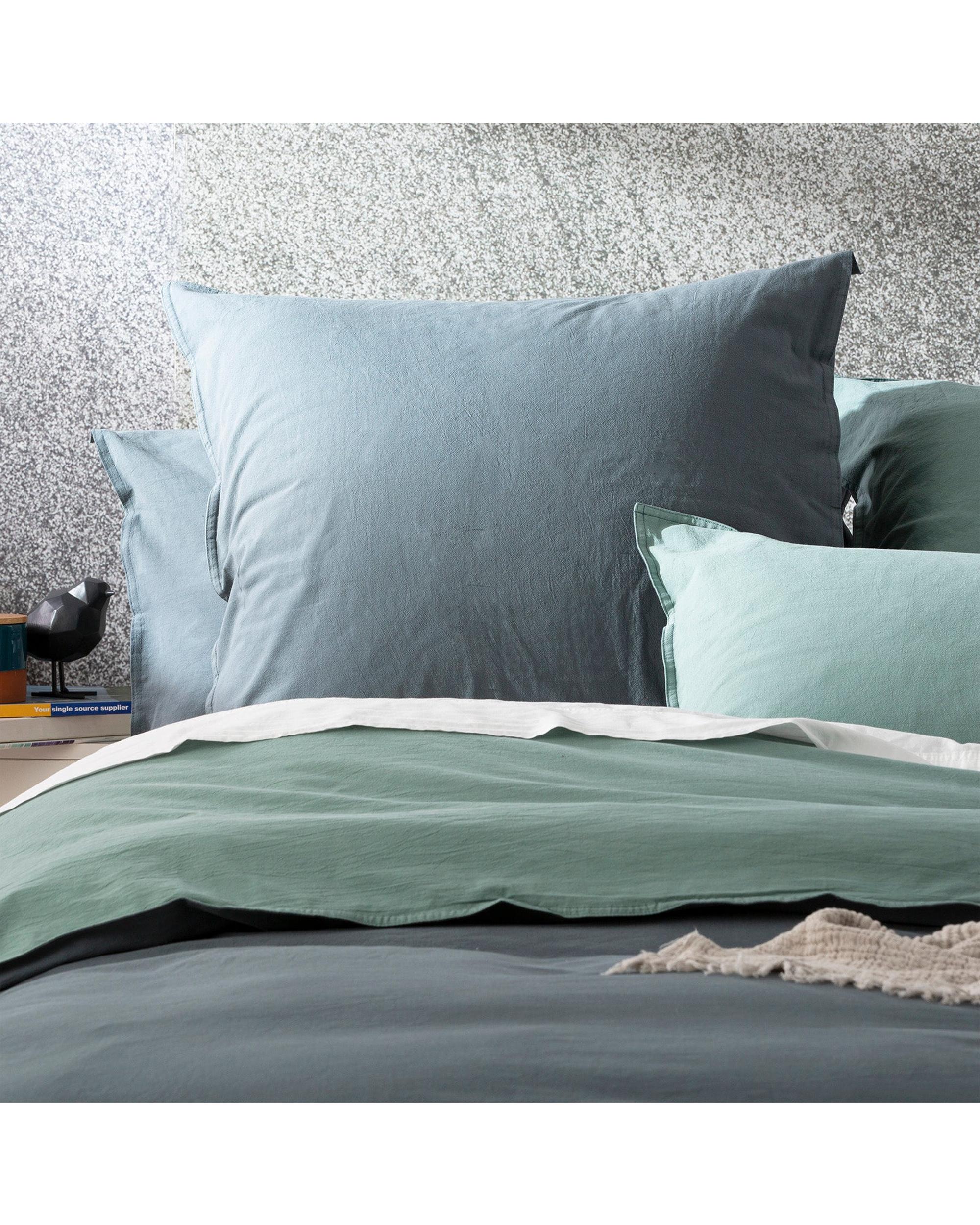 Renee Taylor Essentials Vintage stone washed reversible Quilt Cover Set - Mineral Renee Taylor