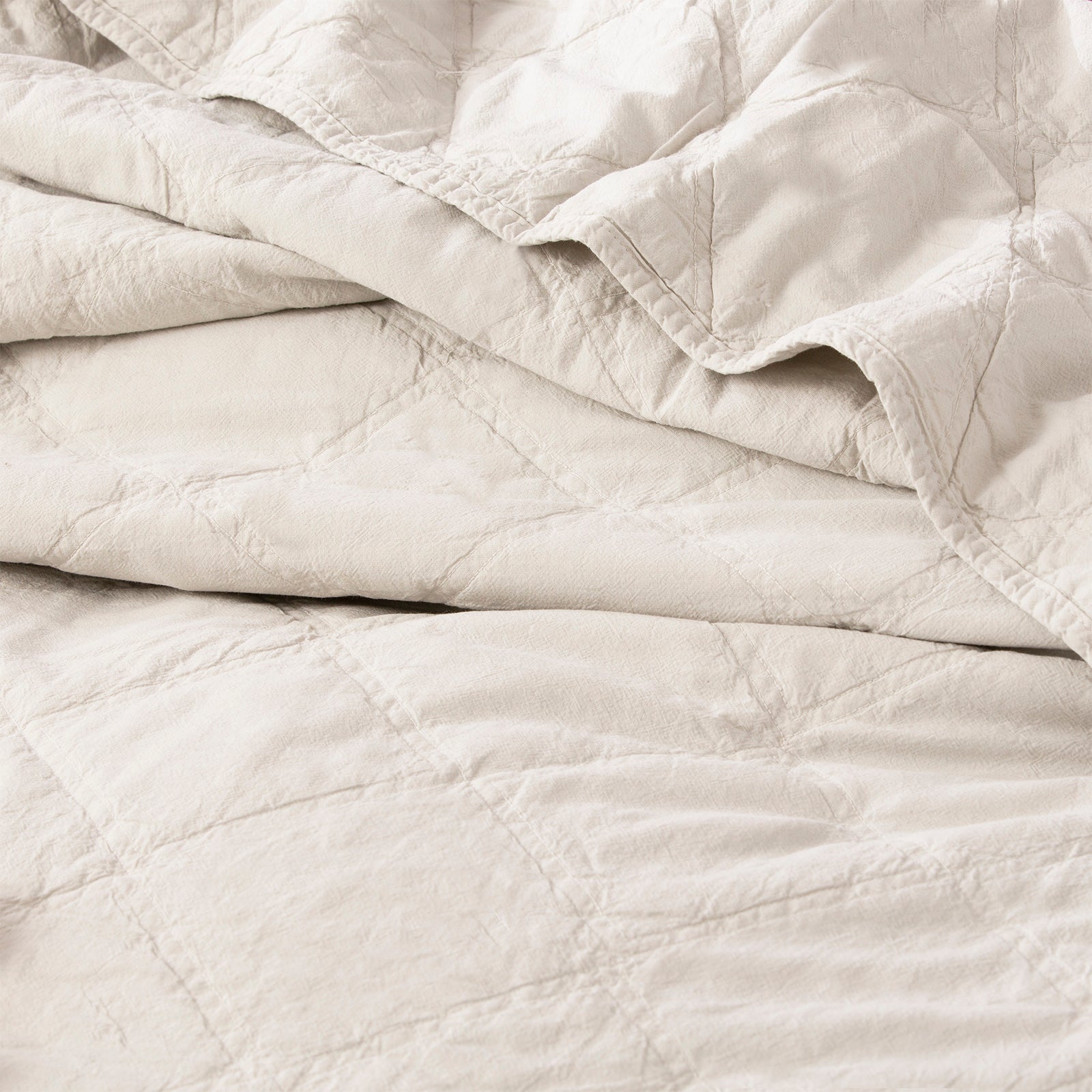 Renee Taylor Attwood Vintage Stone Washed Cotton Quilted Coverlet Set - Dove Renee Taylor