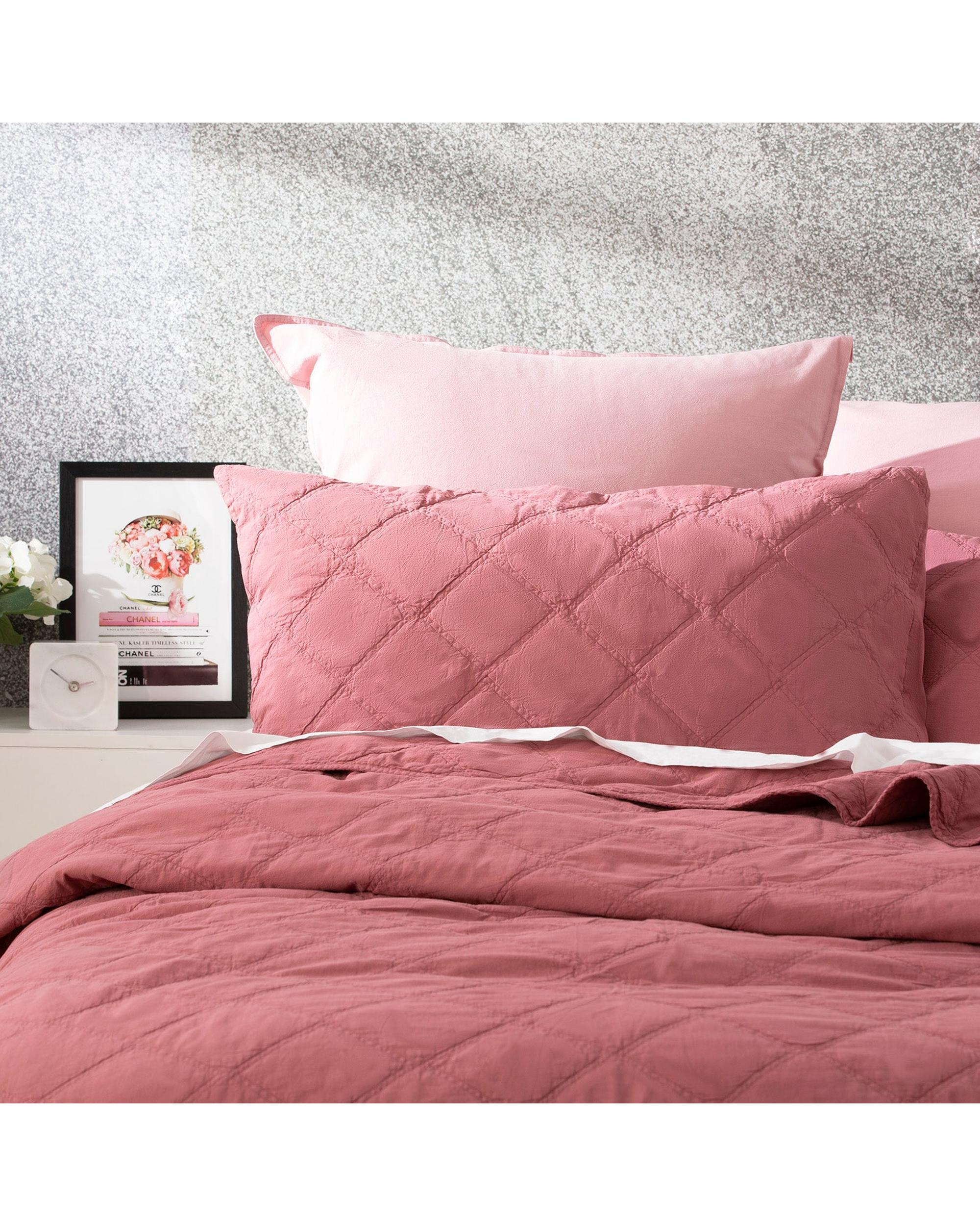 Renee Taylor Attwood Vintage Stone Washed Cotton Quilted Coverlet Set - Rose Renee Taylor