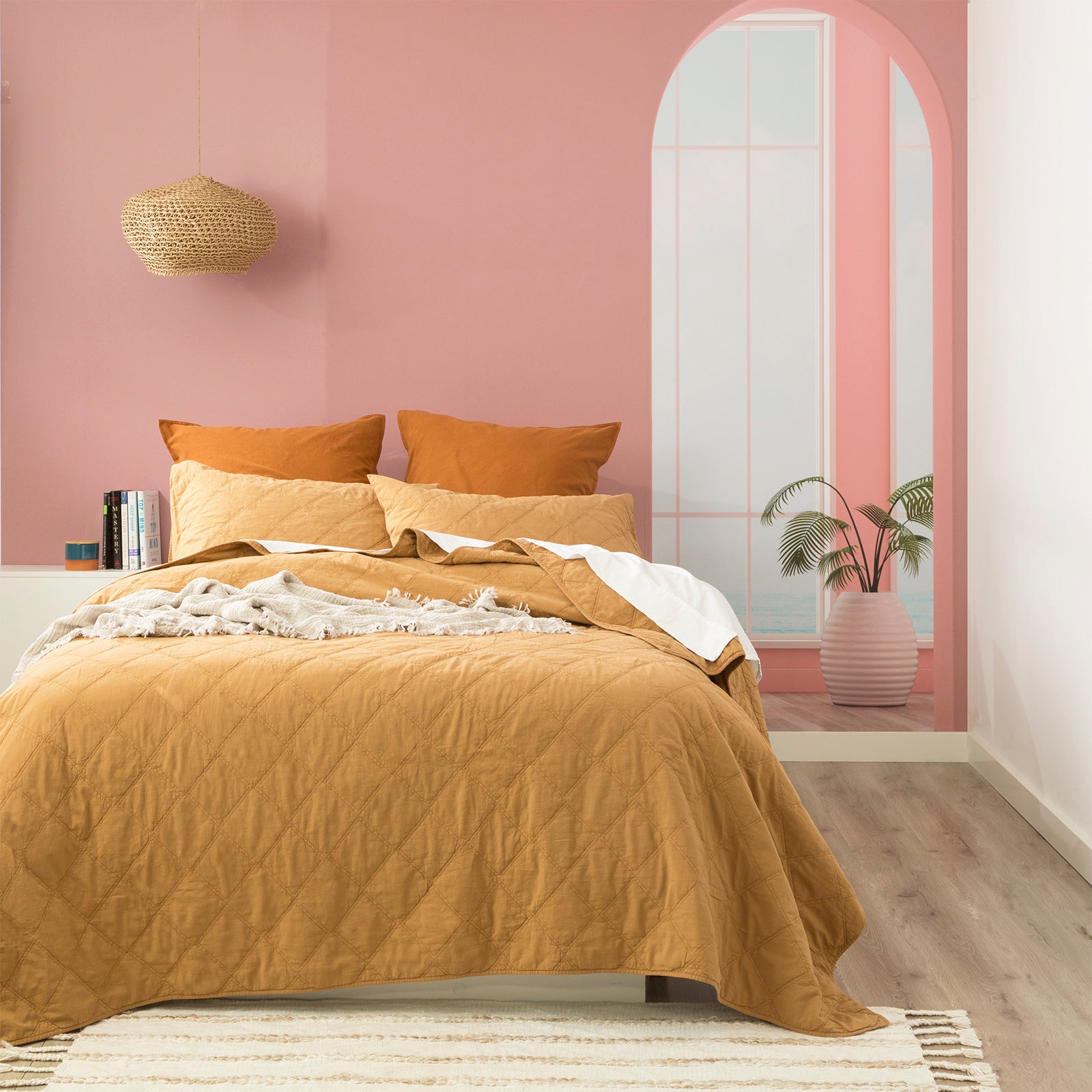 Renee Taylor Attwood Vintage Stone Washed Cotton Quilted Coverlet Set - Wood Renee Taylor