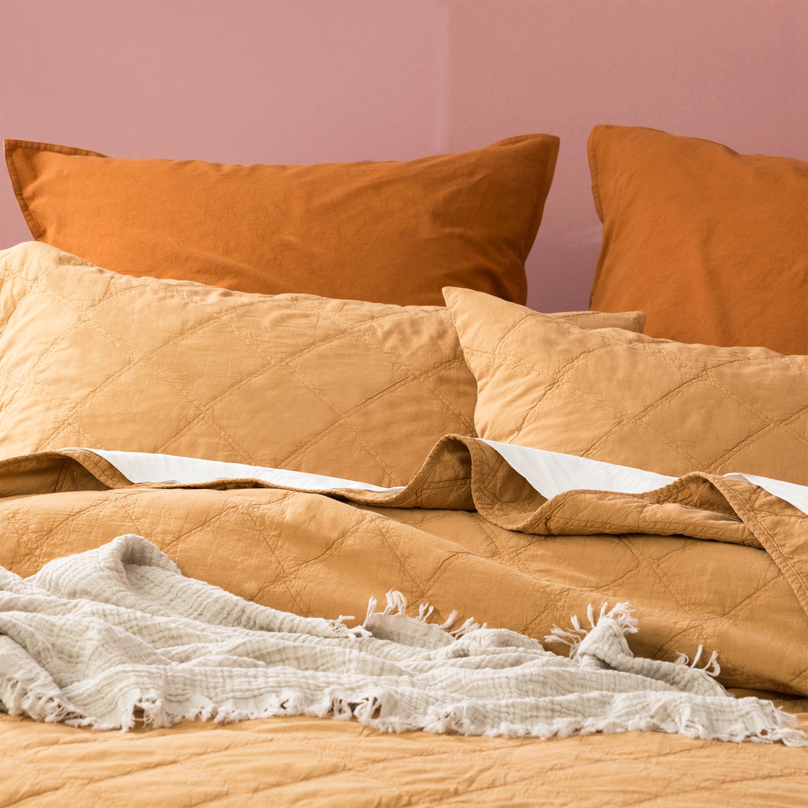 Renee Taylor Attwood Vintage Stone Washed Cotton Quilted Coverlet Set - Wood Renee Taylor