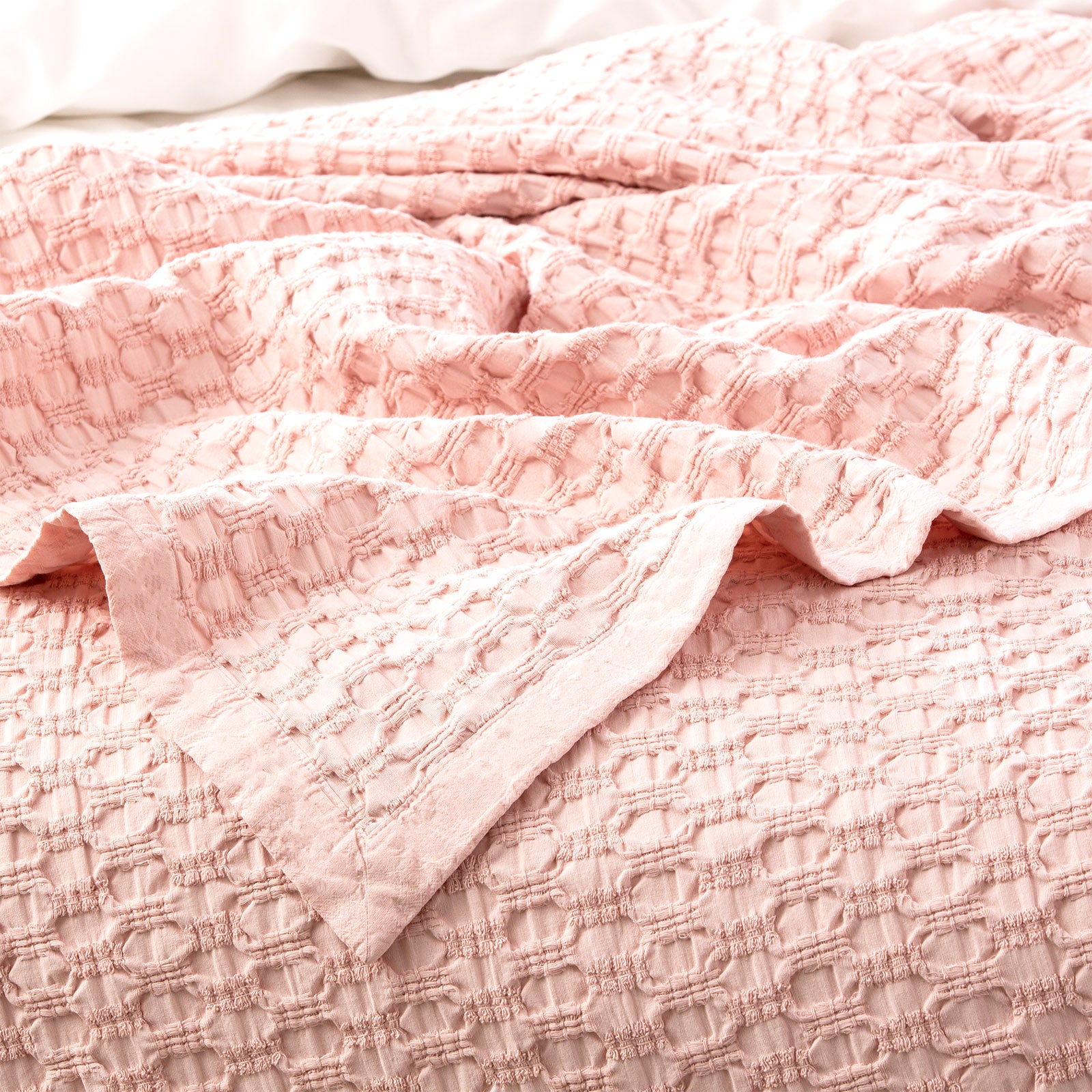 Renee Taylor Lexico Cotton Waffle Blankets - Rose Renee Taylor