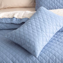 Renee Taylor Cavallo Stone washed French Linen Quilted Bed Coverlet Set - Denim Renee Taylor