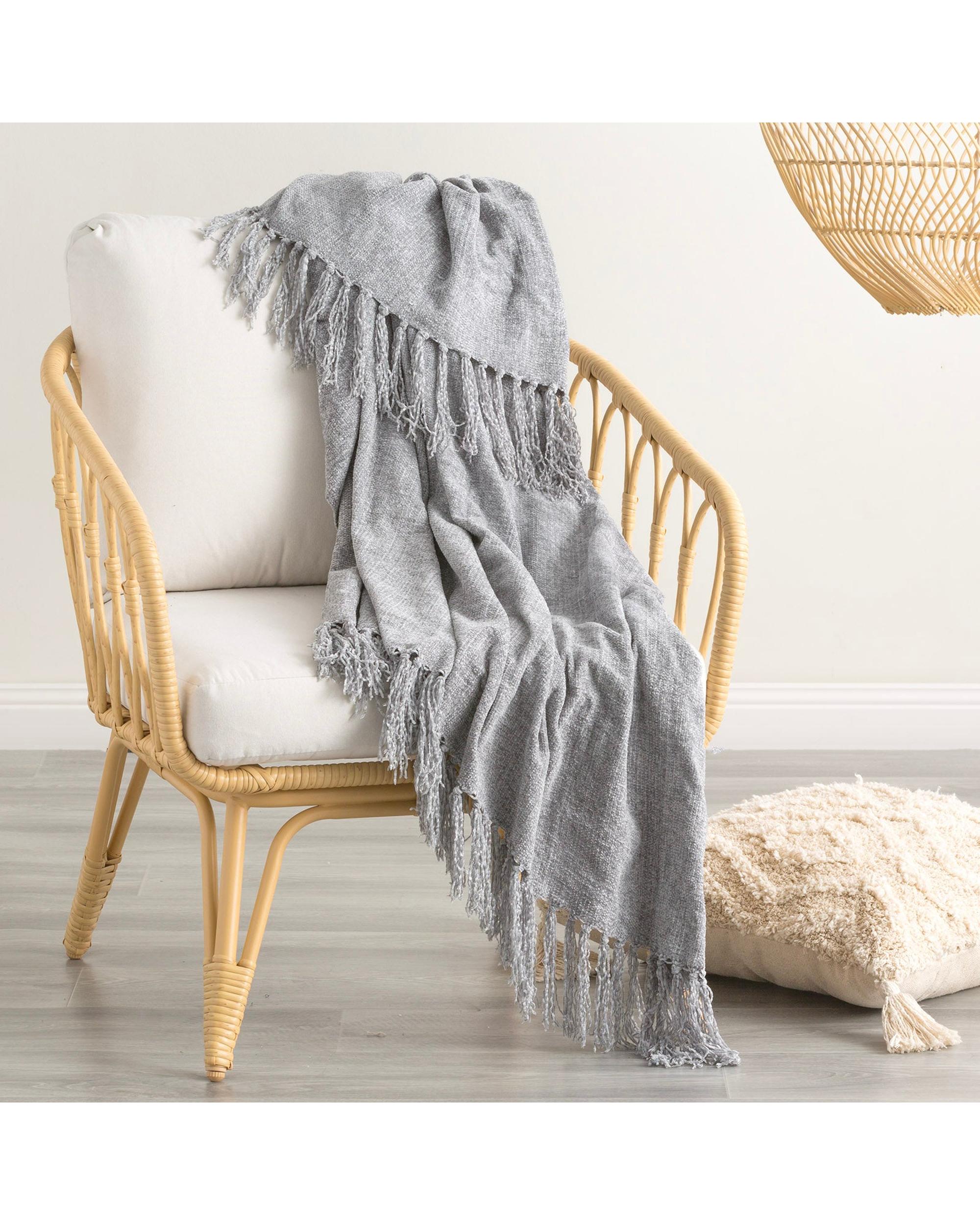 Renee Taylor Newland Polyester Chenille Throw 130 x 170 Cms Silverline Renee Taylor