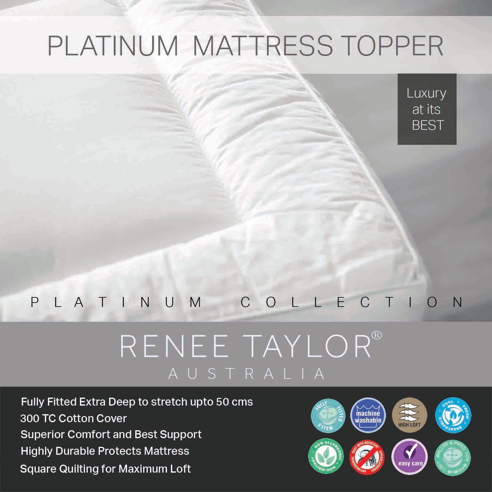 Renee Taylor Platinum 1500 GSM High Loft Fully Fitted Mattress Topper Renee Taylor