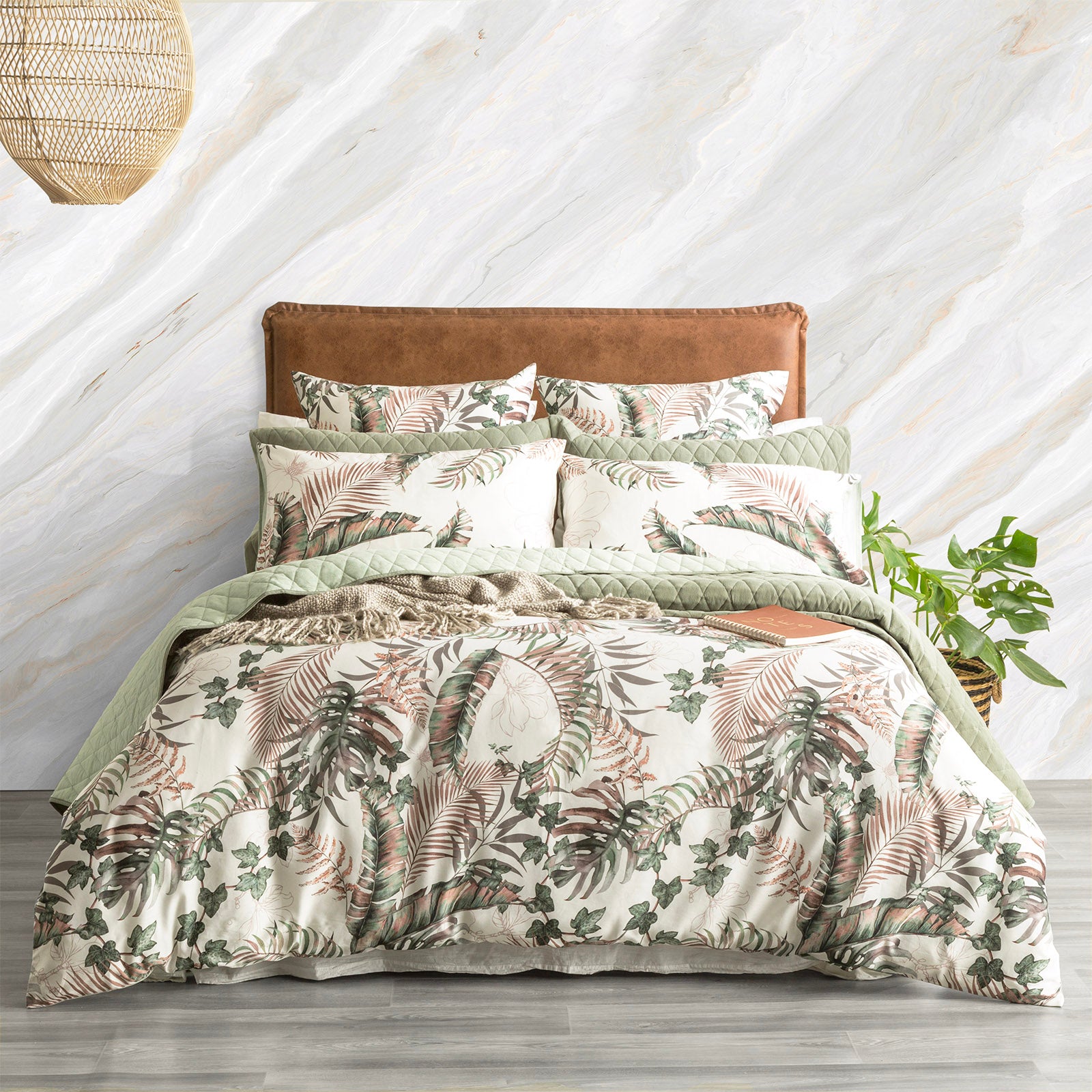 Renee Taylor 300 TC Cotton Reversible Quilt cover Set - Palm Cove Pearl Renee Taylor