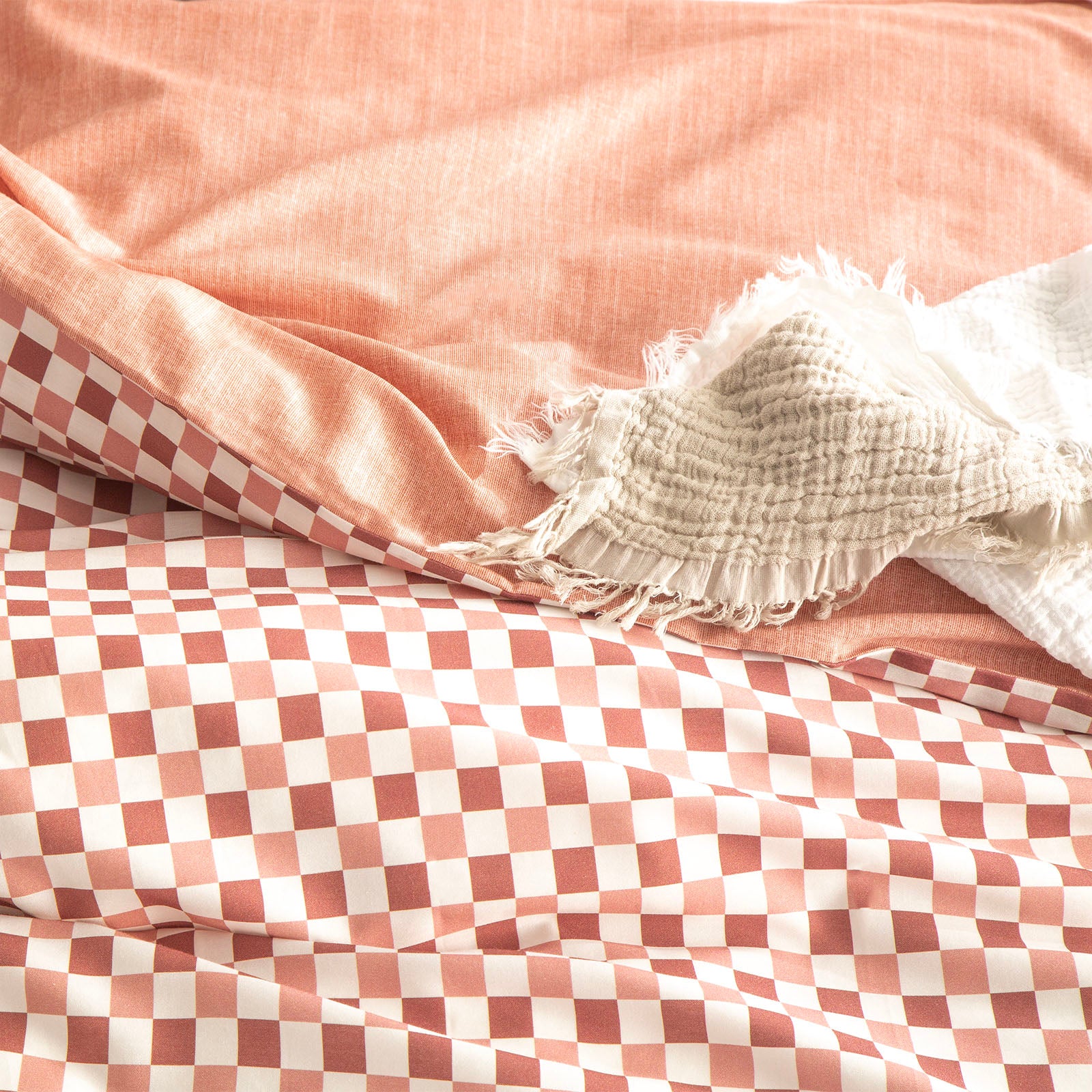 Renee Taylor 300 TC Cotton Reversible Quilt cover Set - Chessboard Cedar Renee Taylor