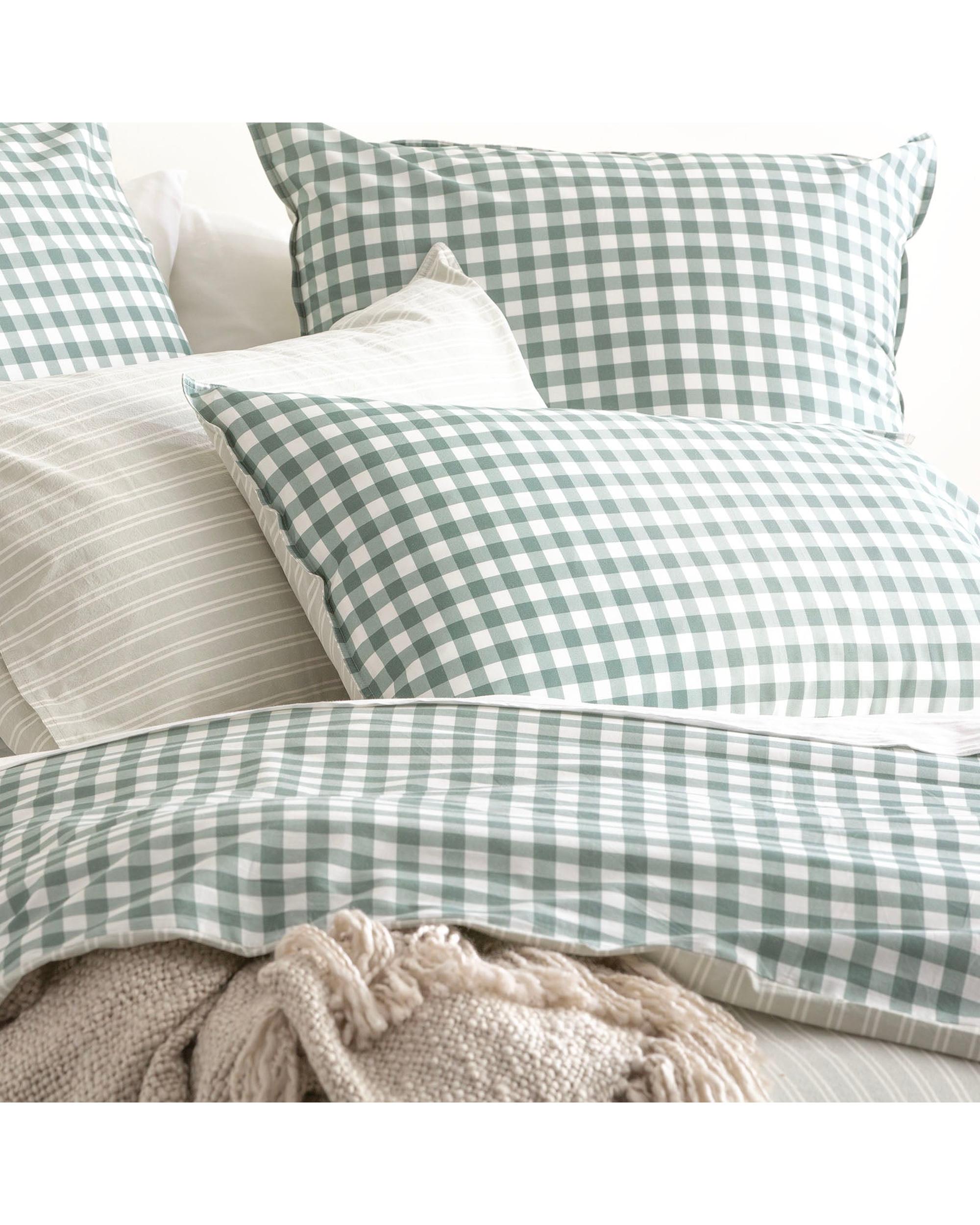 Renee Taylor Alison Yarn Dyed Cotton Reversible Quilt cover sets - Forest Renee Taylor