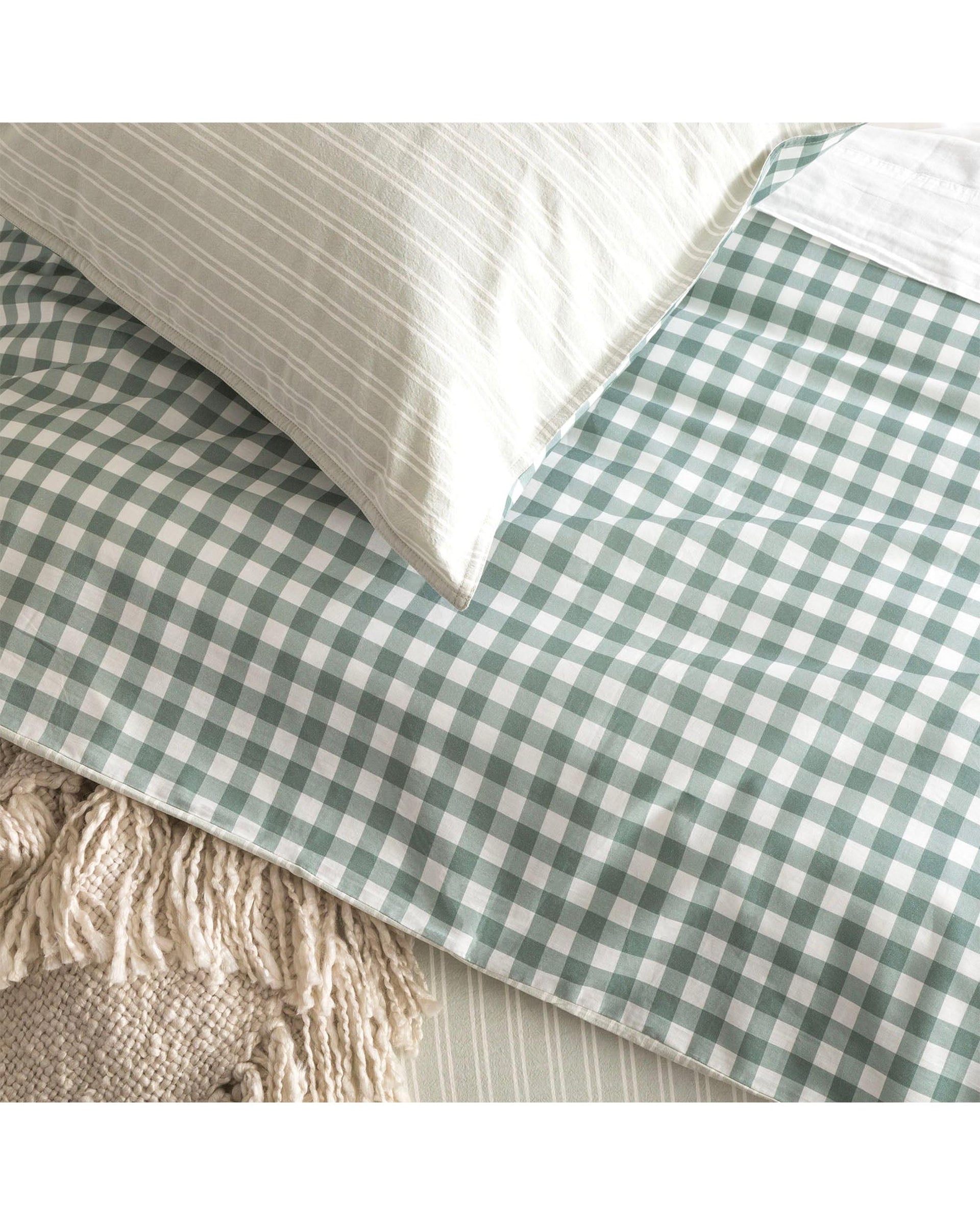 Renee Taylor Alison Yarn Dyed Cotton Reversible Quilt cover sets - Forest Renee Taylor