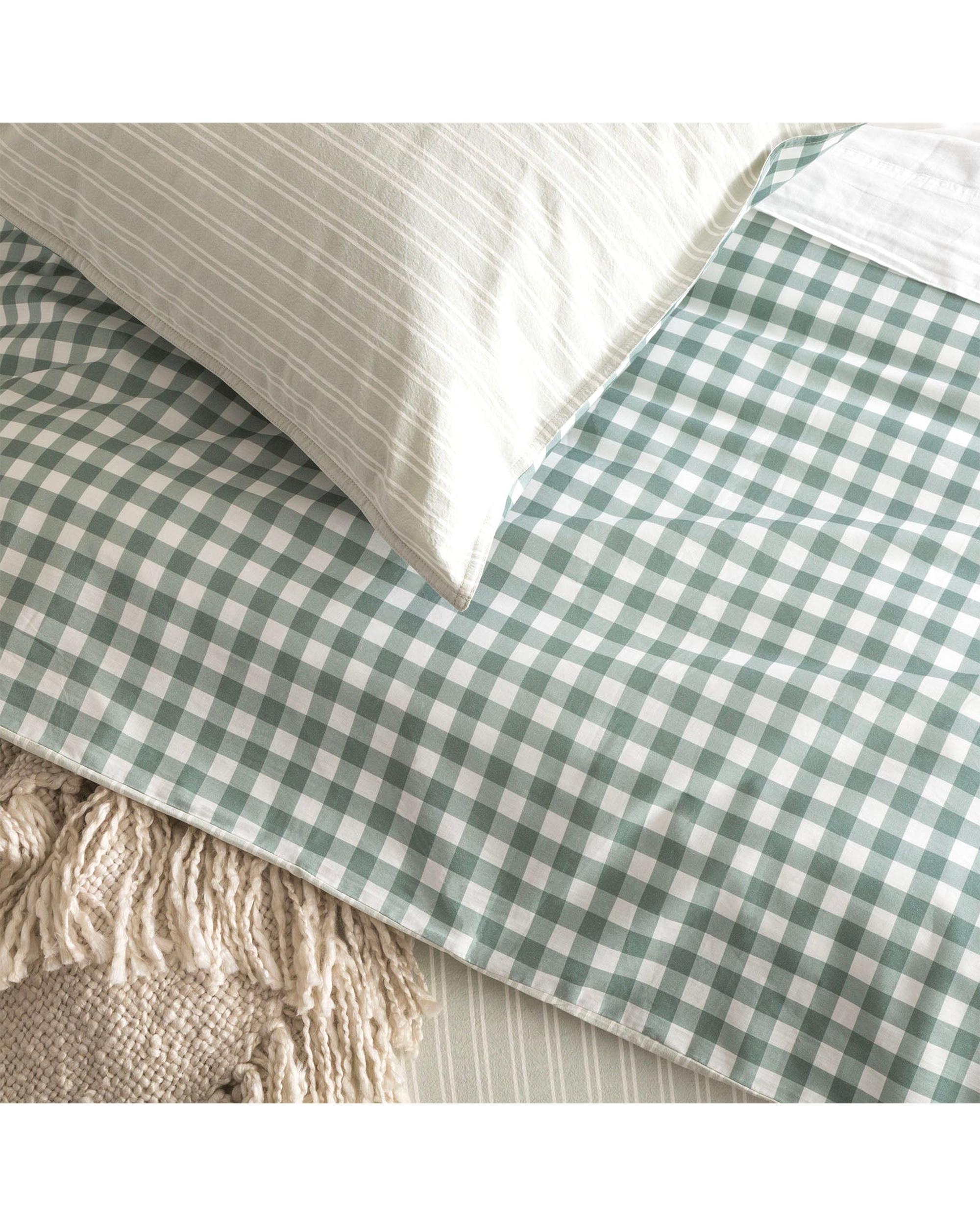 Renee Taylor Alison Yarn Dyed Cotton Reversible Quilt cover sets - Forest Renee Taylor