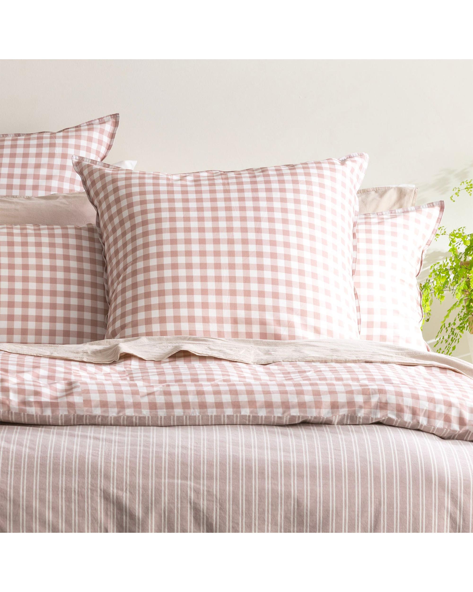 Renee Taylor Alison Yarn Dyed Cotton Reversible Quilt cover sets - Clay Renee Taylor