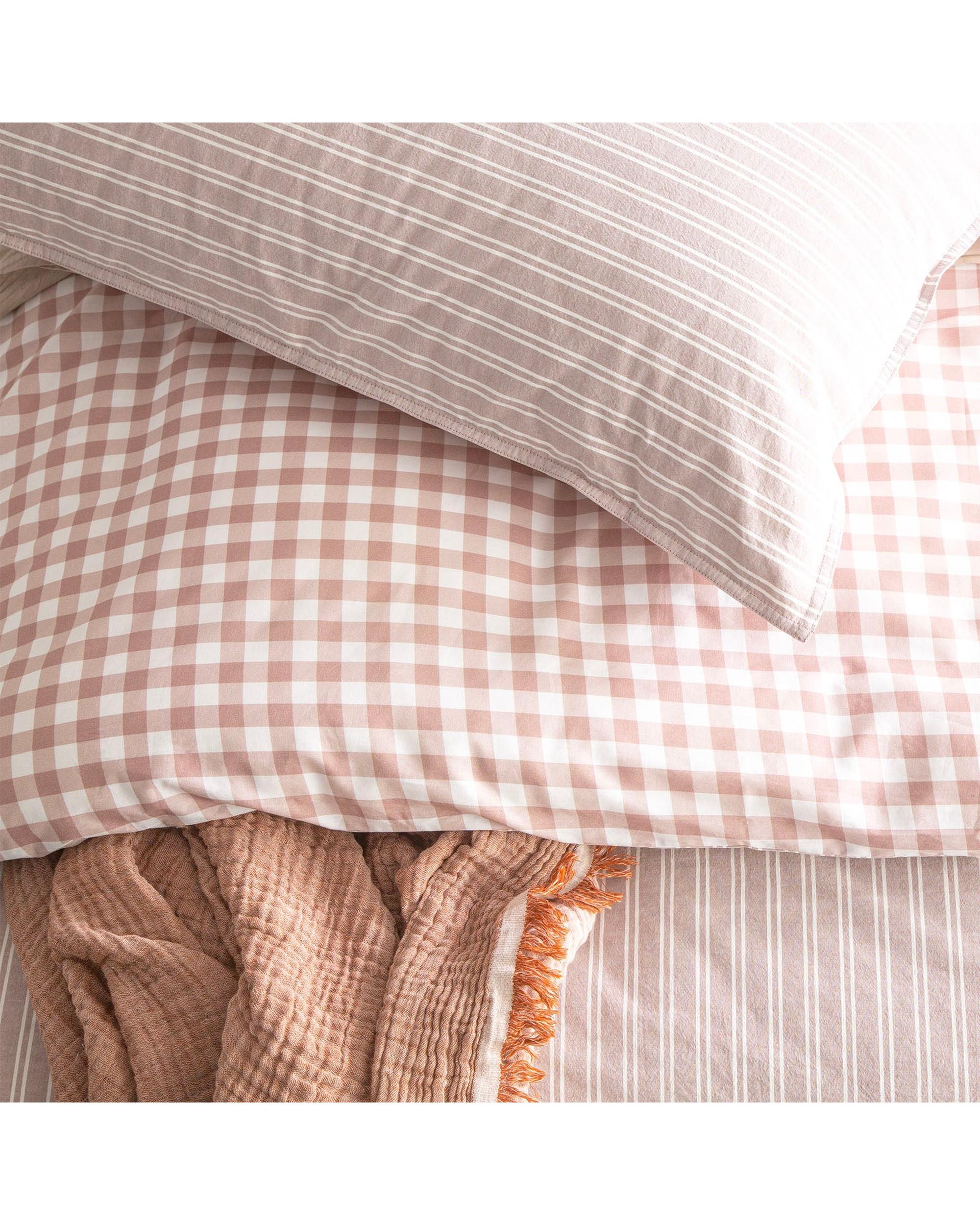 Renee Taylor Alison Yarn Dyed Cotton Reversible Quilt cover sets - Clay Renee Taylor