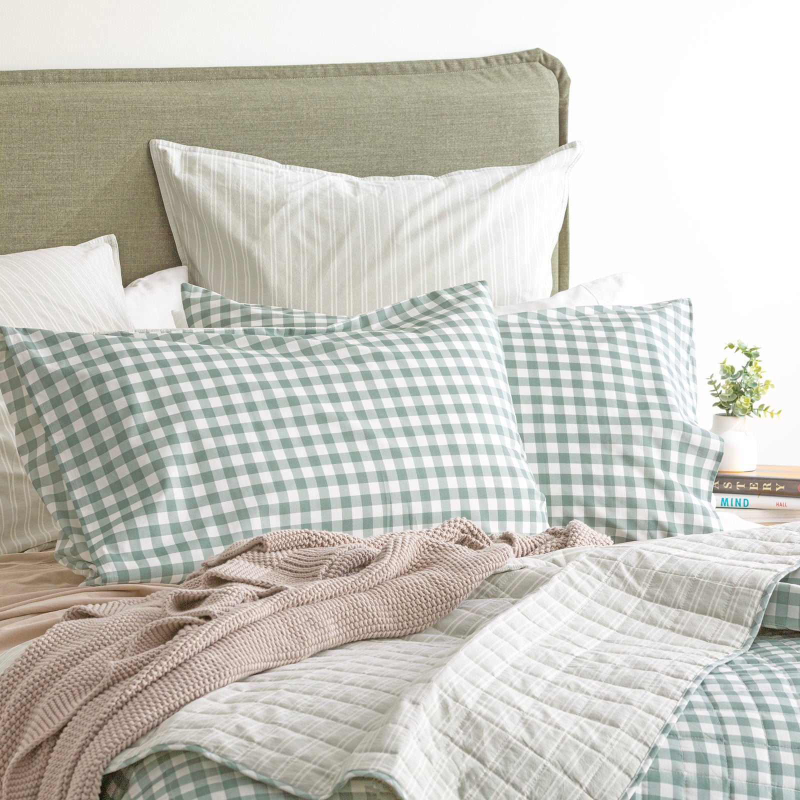 Renee Taylor Alison Yarn Dyed Cotton Reversible Quilted Coverlet Set - Forest Renee Taylor