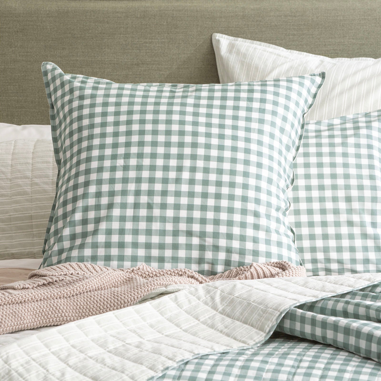 Renee Taylor Alison Yarn Dyed Cotton Reversible Quilted Coverlet Set - Forest Renee Taylor