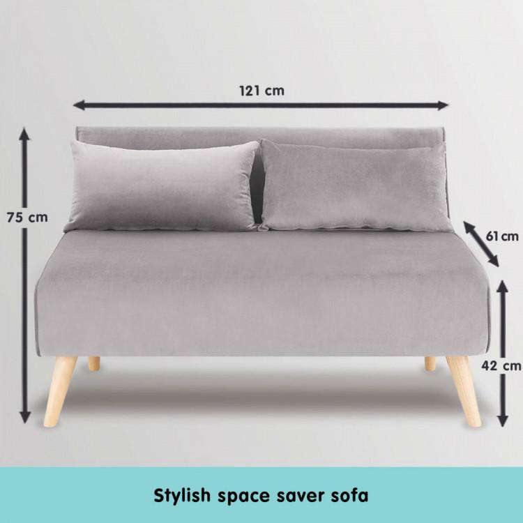 2-SEATER ADJUSTABLE SOFA BED LOUNGE FAUX VELVET FABRIC - LIGHT GREY Sarantino