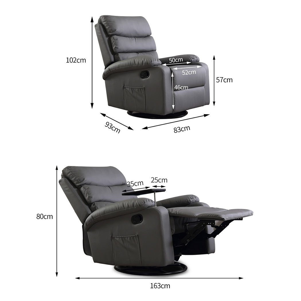Massage Chair Recliner Chairs Heated Lounge Sofa Armchair 360 Swivel Grey Levede