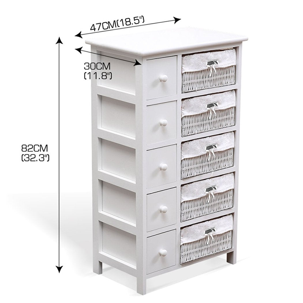 Bedside Tables Chest of 5 Drawers Wood Storage Cabinet Bedroom Furniture Levede