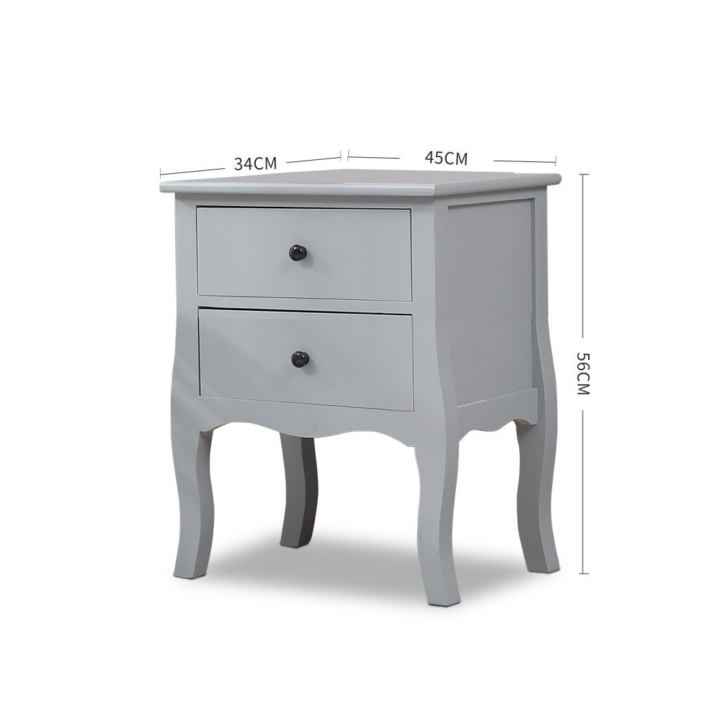 Bedside Tables Chest of 2 Drawer Storage Cabinet Bedroom Furniture Levede