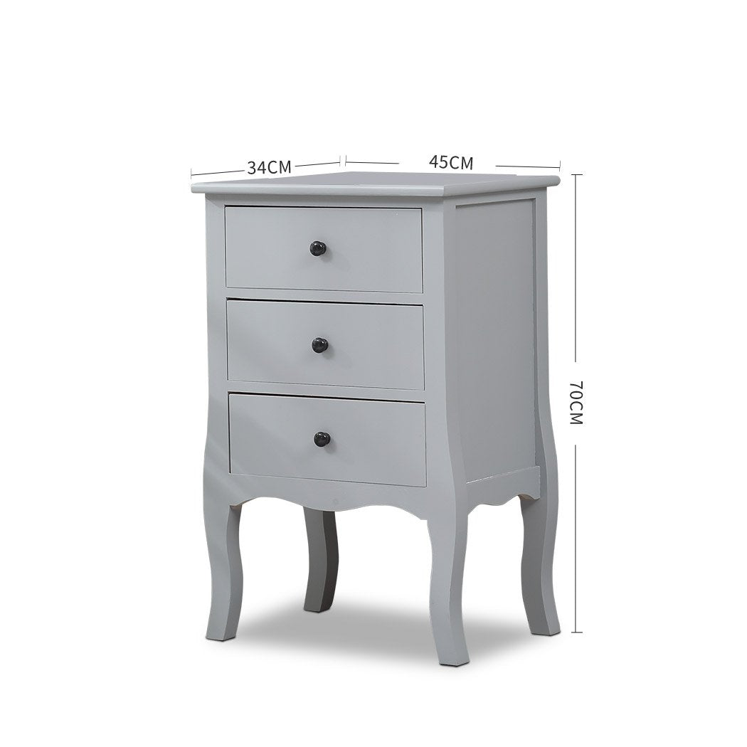 Bedside Tables Chest of 3 Drawer Storage Cabinet Bedroom Furniture Levede