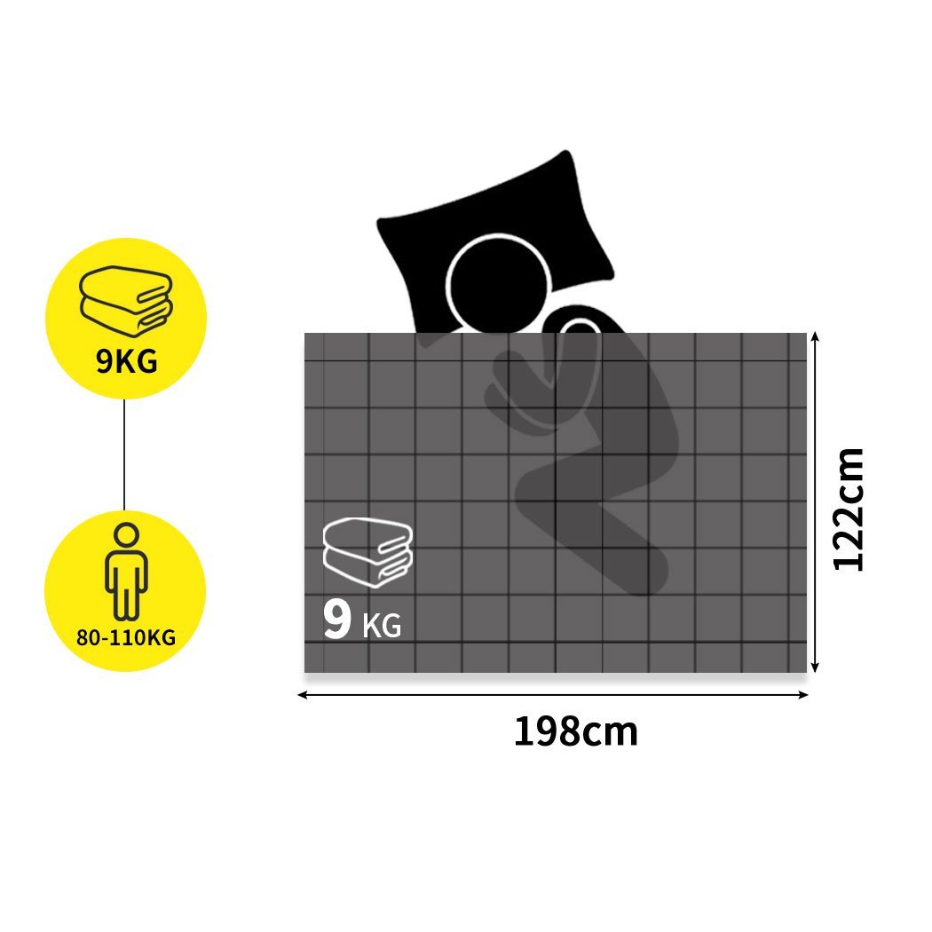 Weighted Blanket Heavy Gravity Deep Relax Ultra Soft 9KG Adults Grey Dreamz