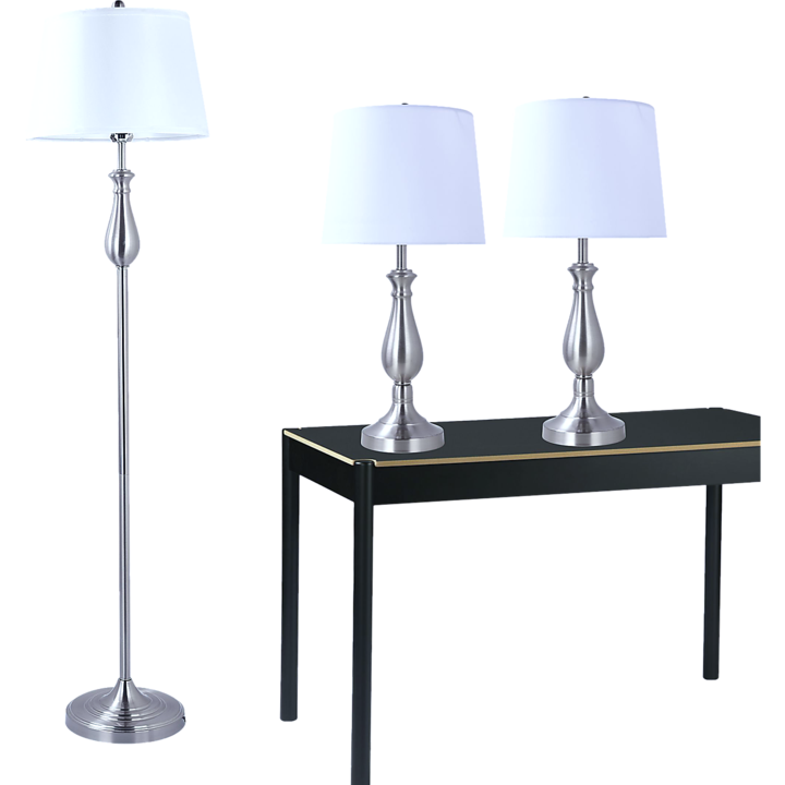 3-Piece Lamp Set with Nickel Finish for Modern Home Palermo
