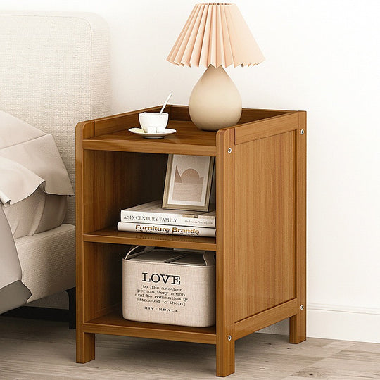 Bamboo Bedside Table Nightstand Storage Bedroom Sofa Side Stand - Dark Wood Palermo