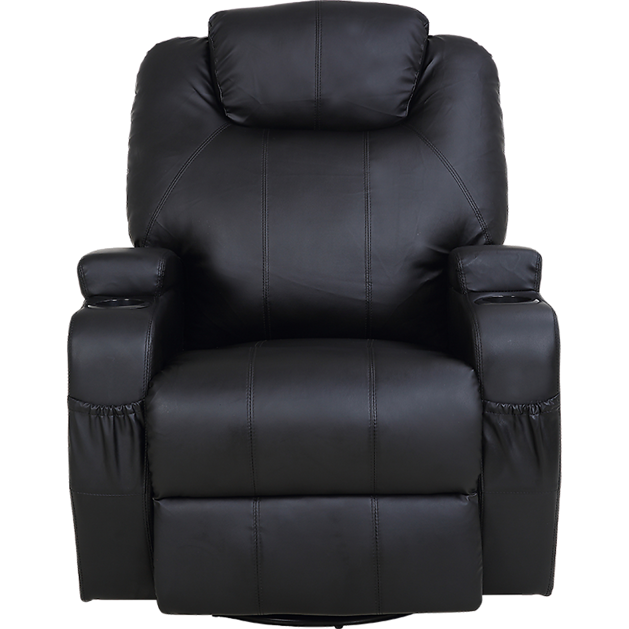 Black Massage Sofa Chair Recliner 360 Degree Swivel PU Leather Lounge 8 Point Heated Big Bedding Australia