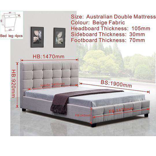 Linen Fabric Deluxe Bed Frame - 2 Colours Palermo