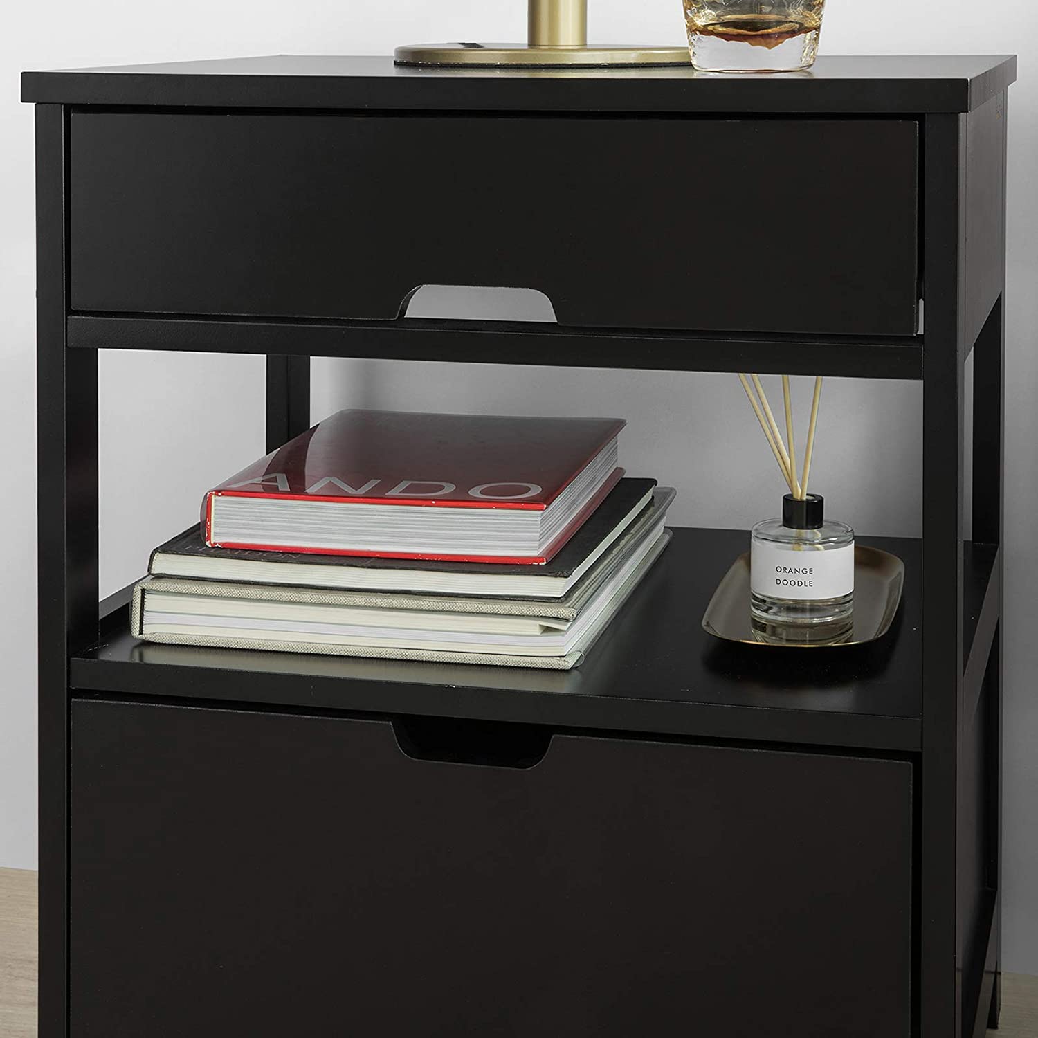 Black Bedside Table with 2 Drawers Big Bedding Australia
