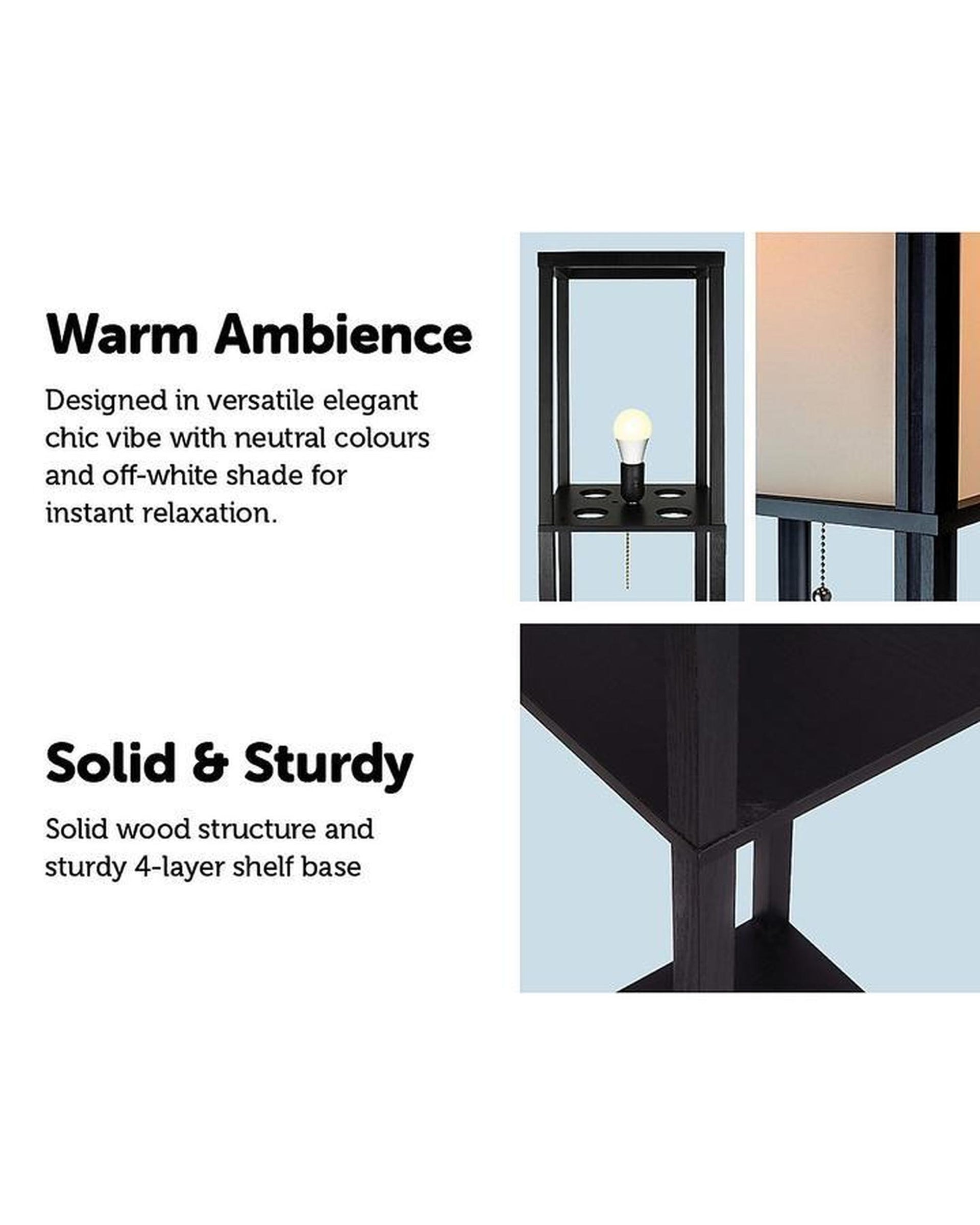 Shelf Floor Lamp - Shade Diffused Light Source with Open-Box Shelves - Type A Palermo