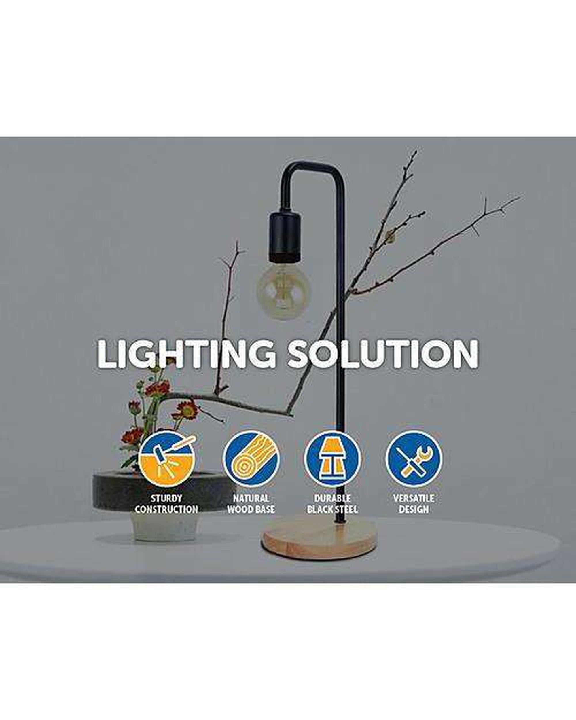 Industrial Timber Bedside Lamp Palermo