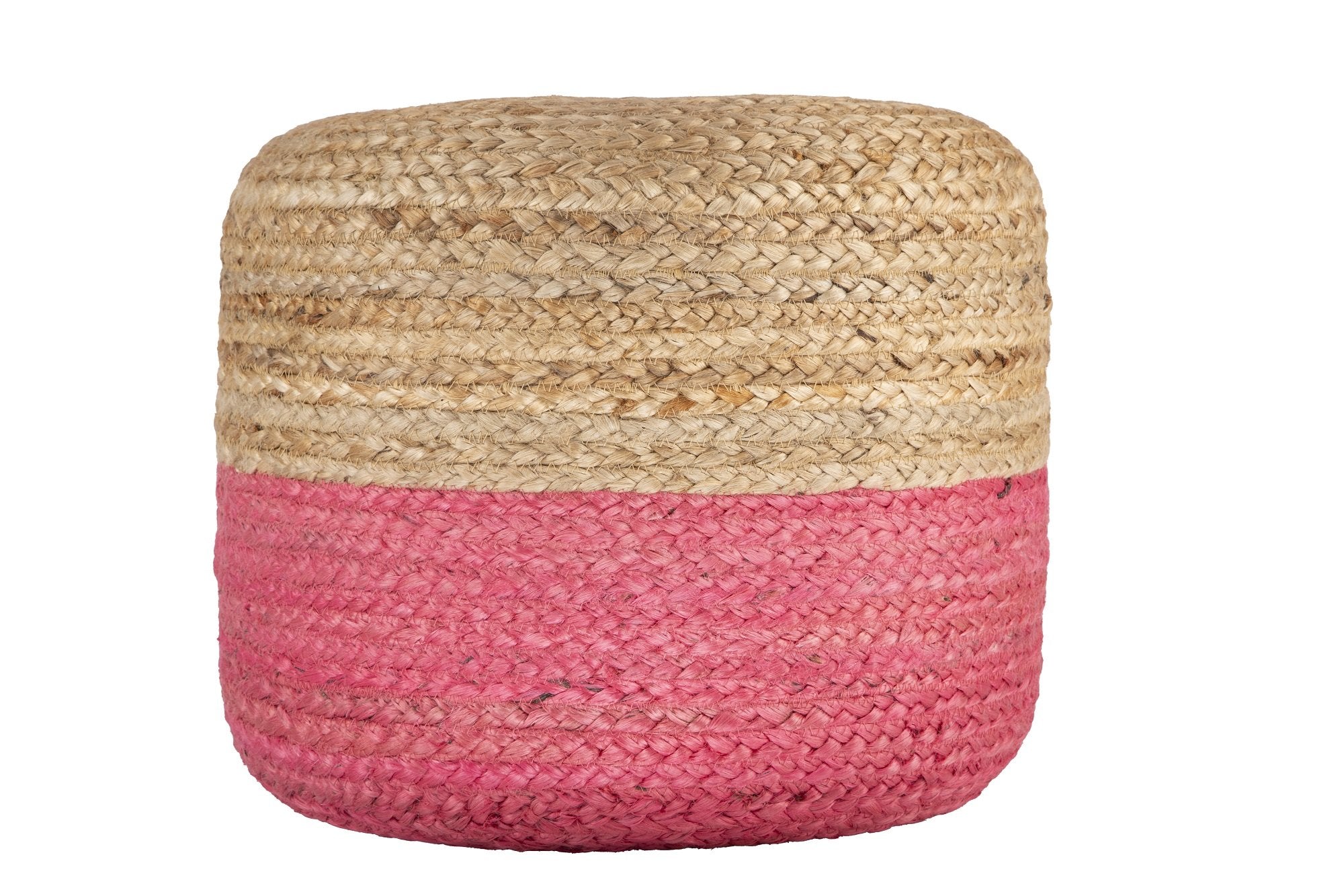 Ava Dual Color Jute Pouf NAT/ Pink Big Bedding Australia