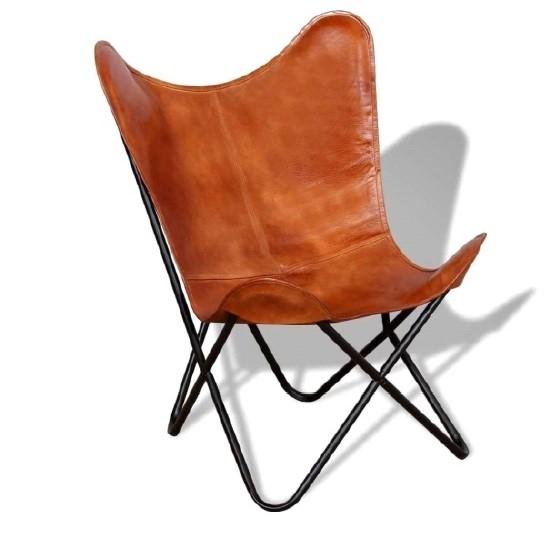 Ava Leather Butterfly Chair BROWN Big Bedding Australia