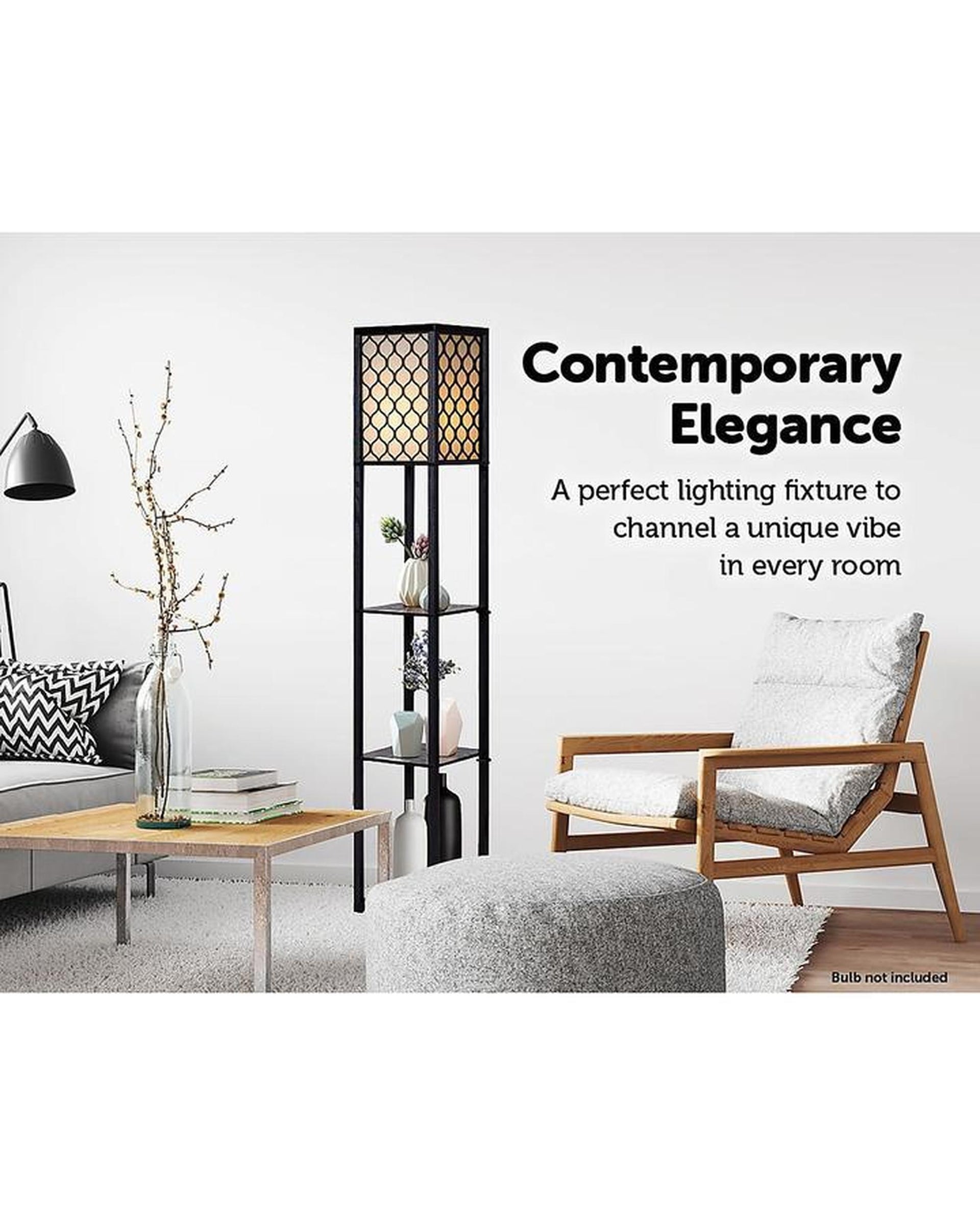 Shelf Floor Lamp - Shade Diffused Light Source with Open-Box Shelves - Type B Palermo