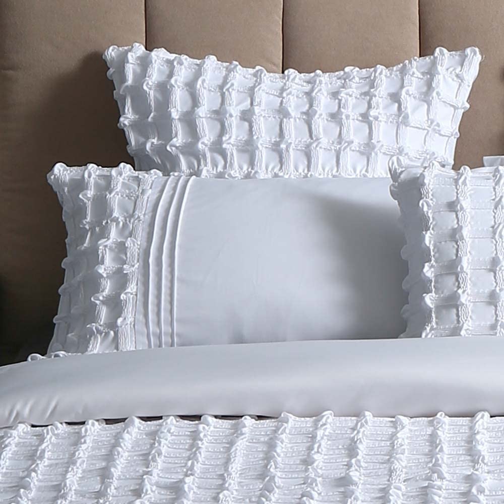 Luxton Lattice Emroidery  White Quilt Cover Set Luxton