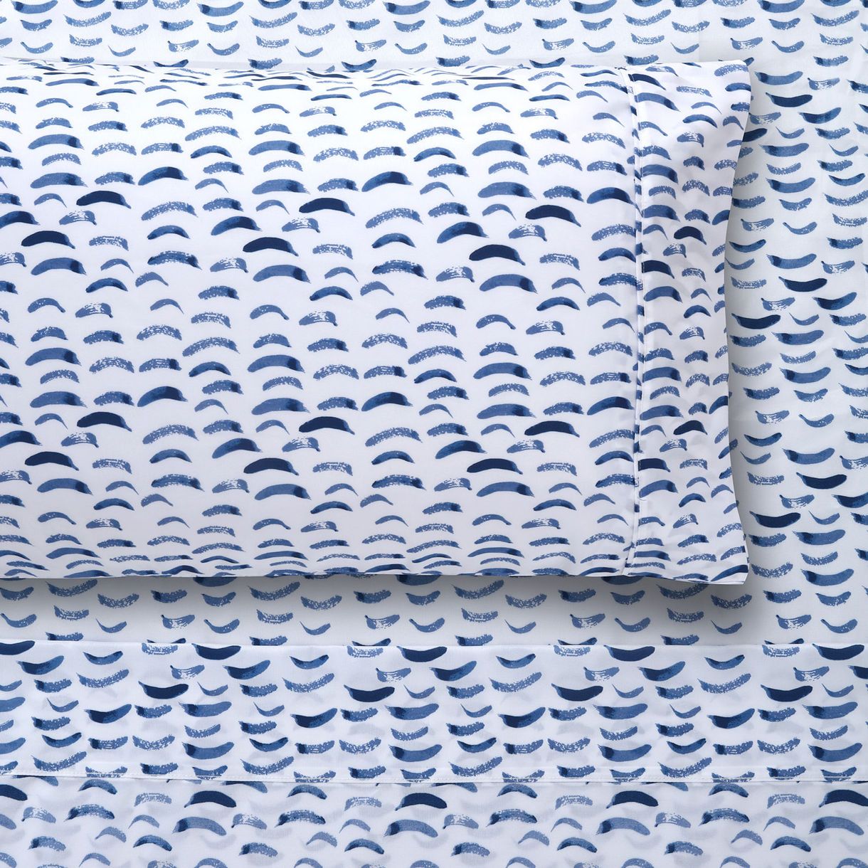 Happy Kids Printed BLUE & WHITE Microfibre Sheet Set Happy Kids Bedding