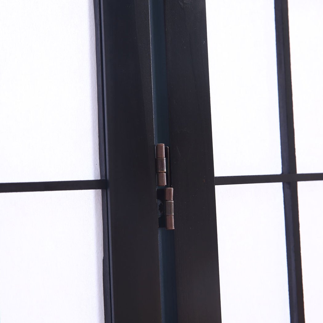 6 Panel Free Standing Foldable  Room Divider Privacy Screen Black Frame Levede