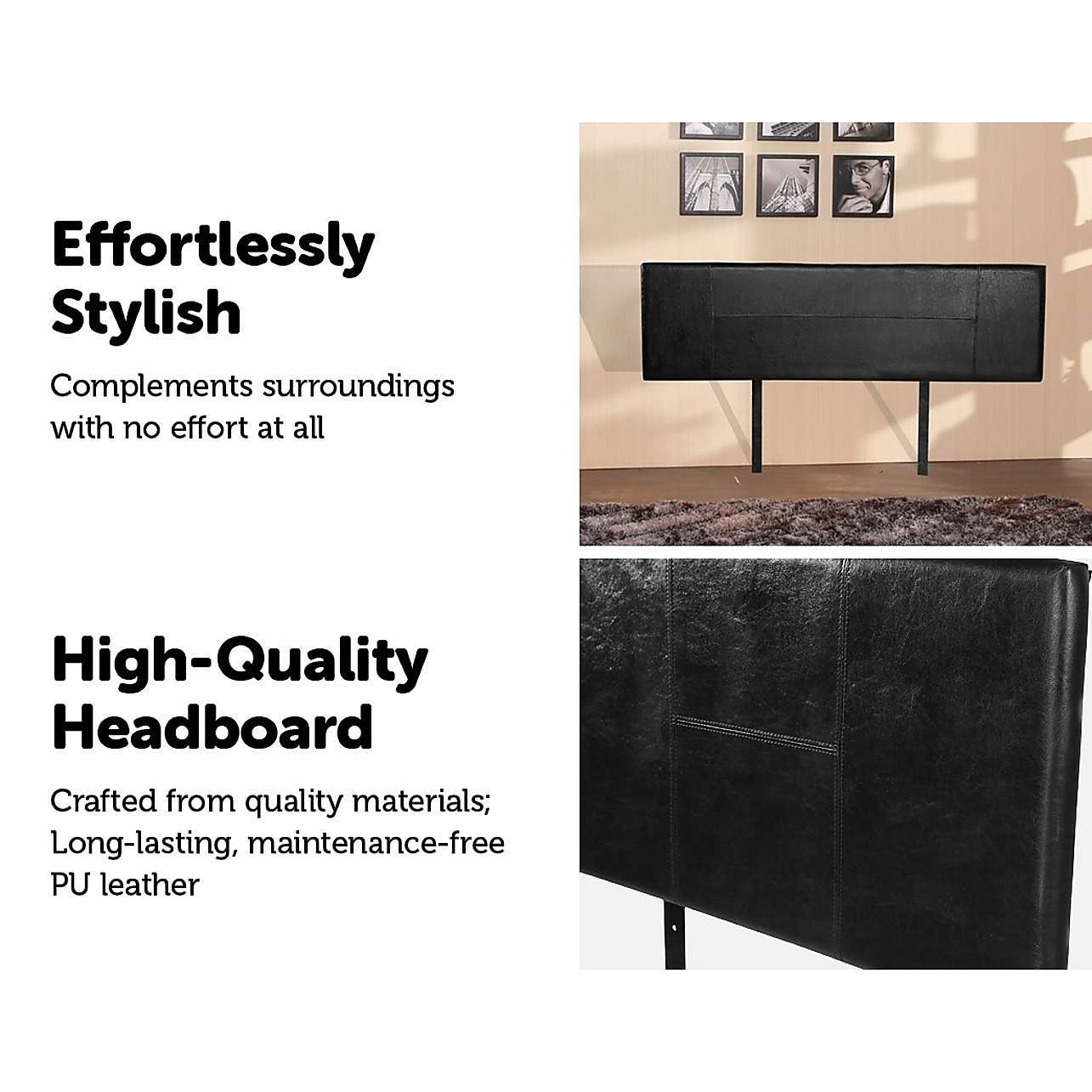 Modern PU Leather Bedhead - 3 Colours Palermo