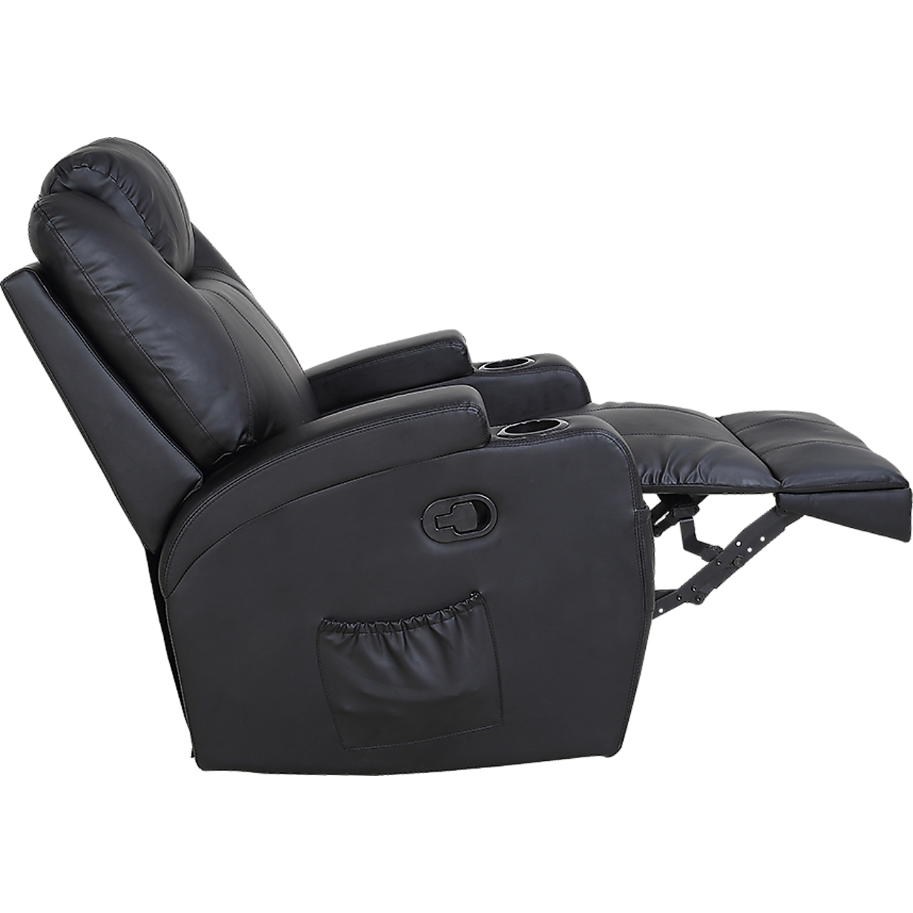 Black Massage Sofa Chair Recliner 360 Degree Swivel PU Leather Lounge 8 Point Heated Big Bedding Australia